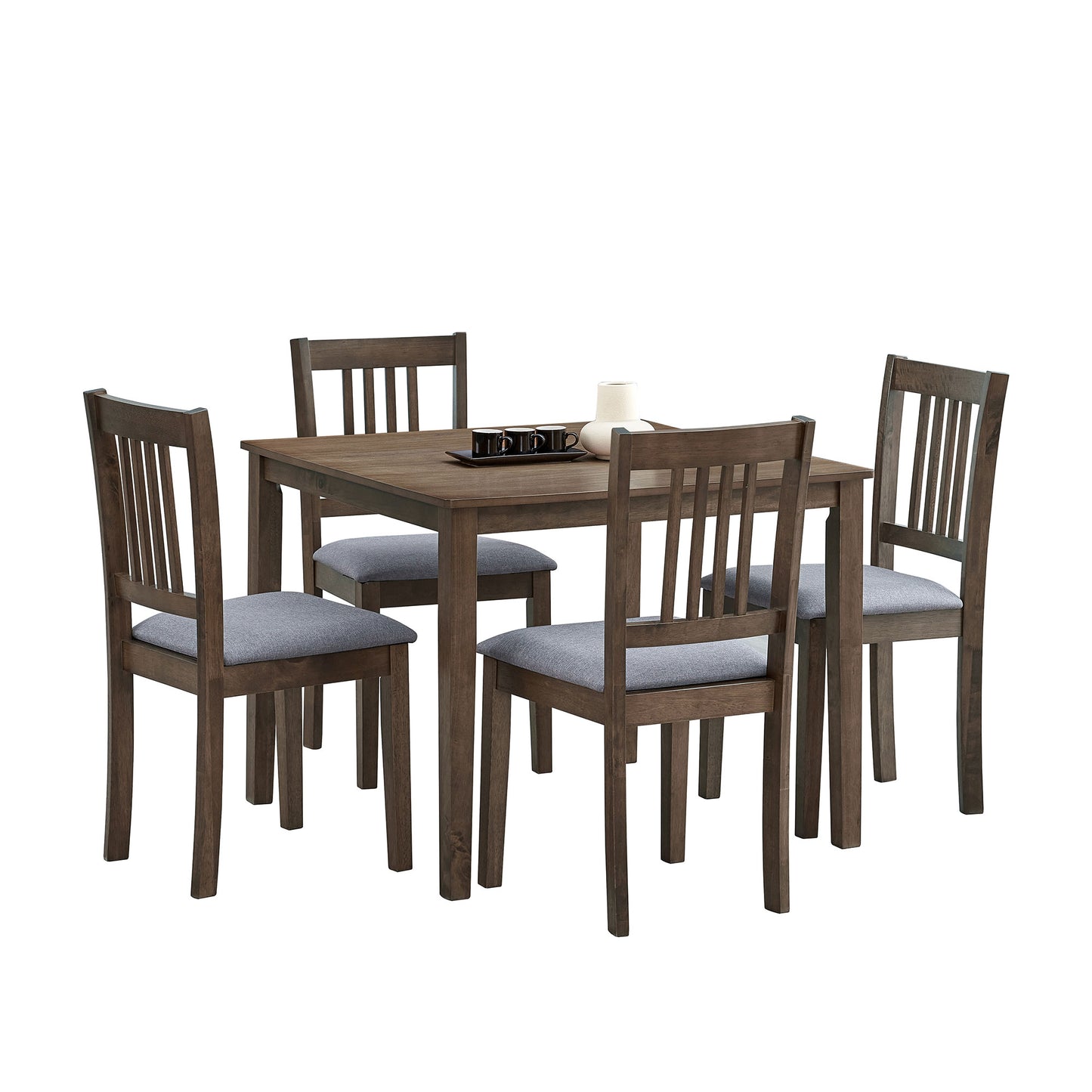 Square Wooden Kitchen Table Set: Mid - Century Design, Upholstered Dining Chairs