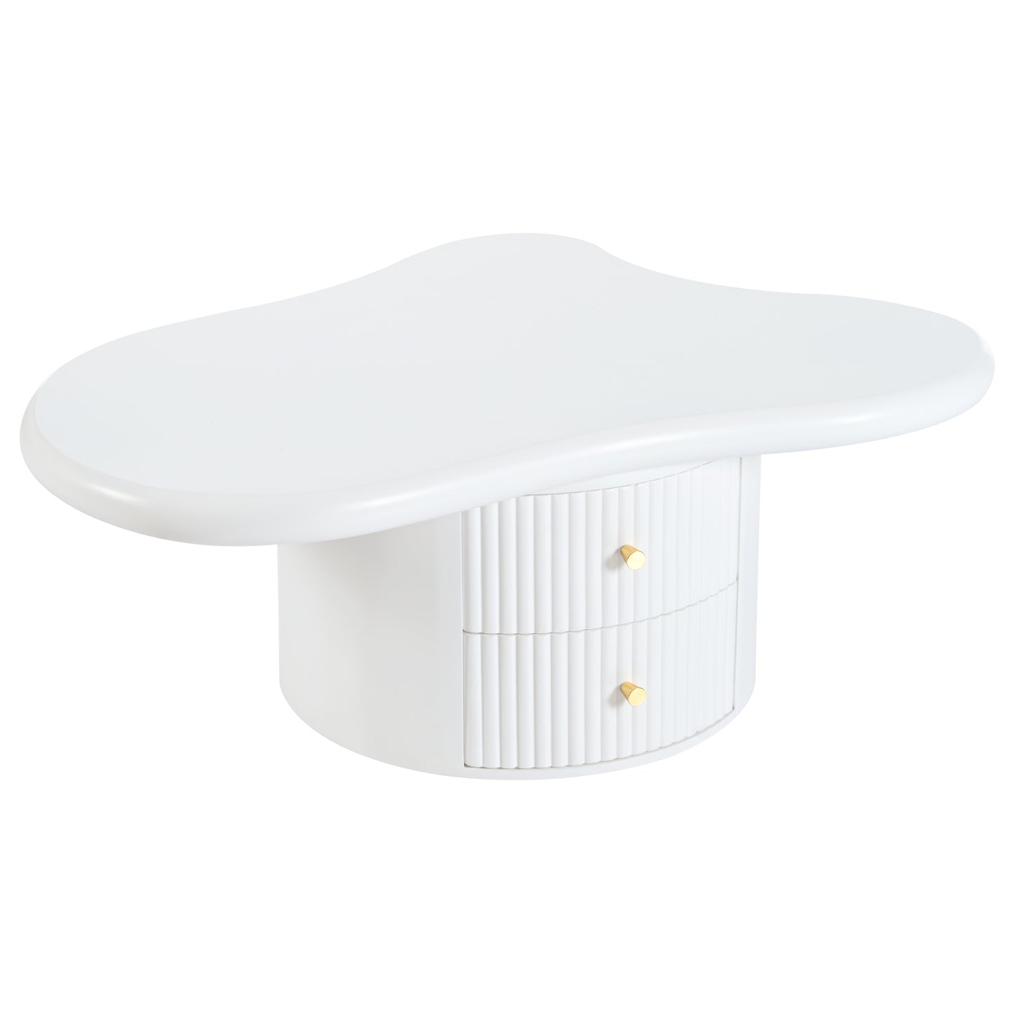 Cloud Coffee Table Set of 3: Irregular Shape, 2 Drawers & 2 Stools for Living Room