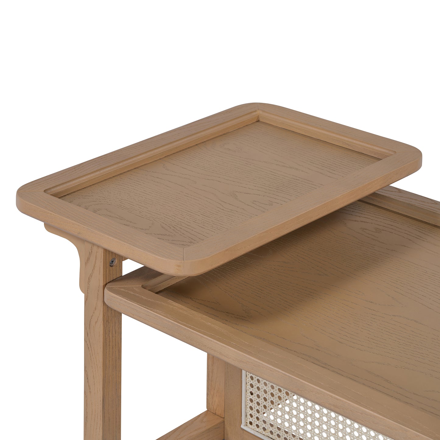 Modern 2 - Piece Nesting Coffee Table Set: Rattan Wood and MDF