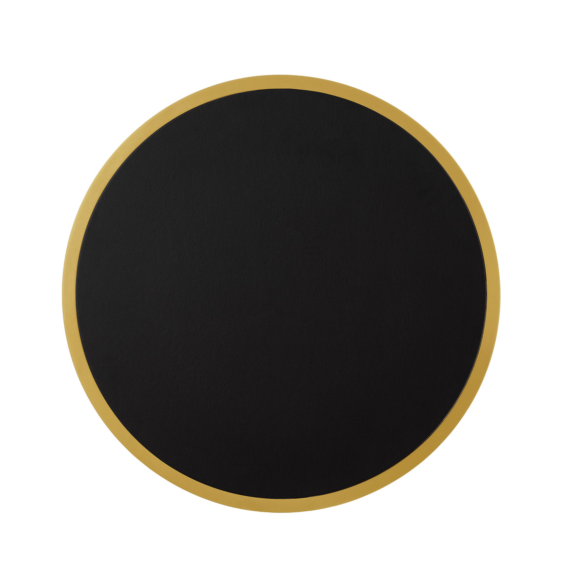 Modern Faux Leather Nesting Round Coffee Table with Black Metal Base – Accent Tea Table for Living Room