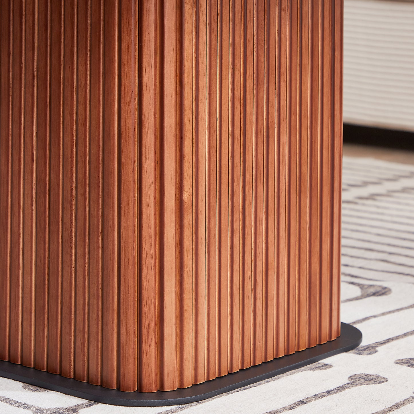 Rectangular Coffee Table MDF Wood Surface and Black Metel Feet