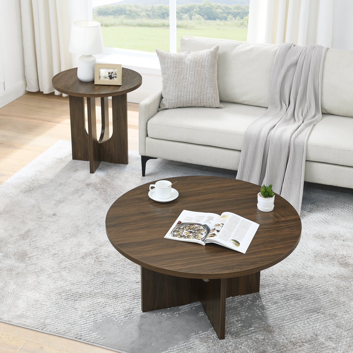 Modern minimalist Nordic style  coffee table and size table