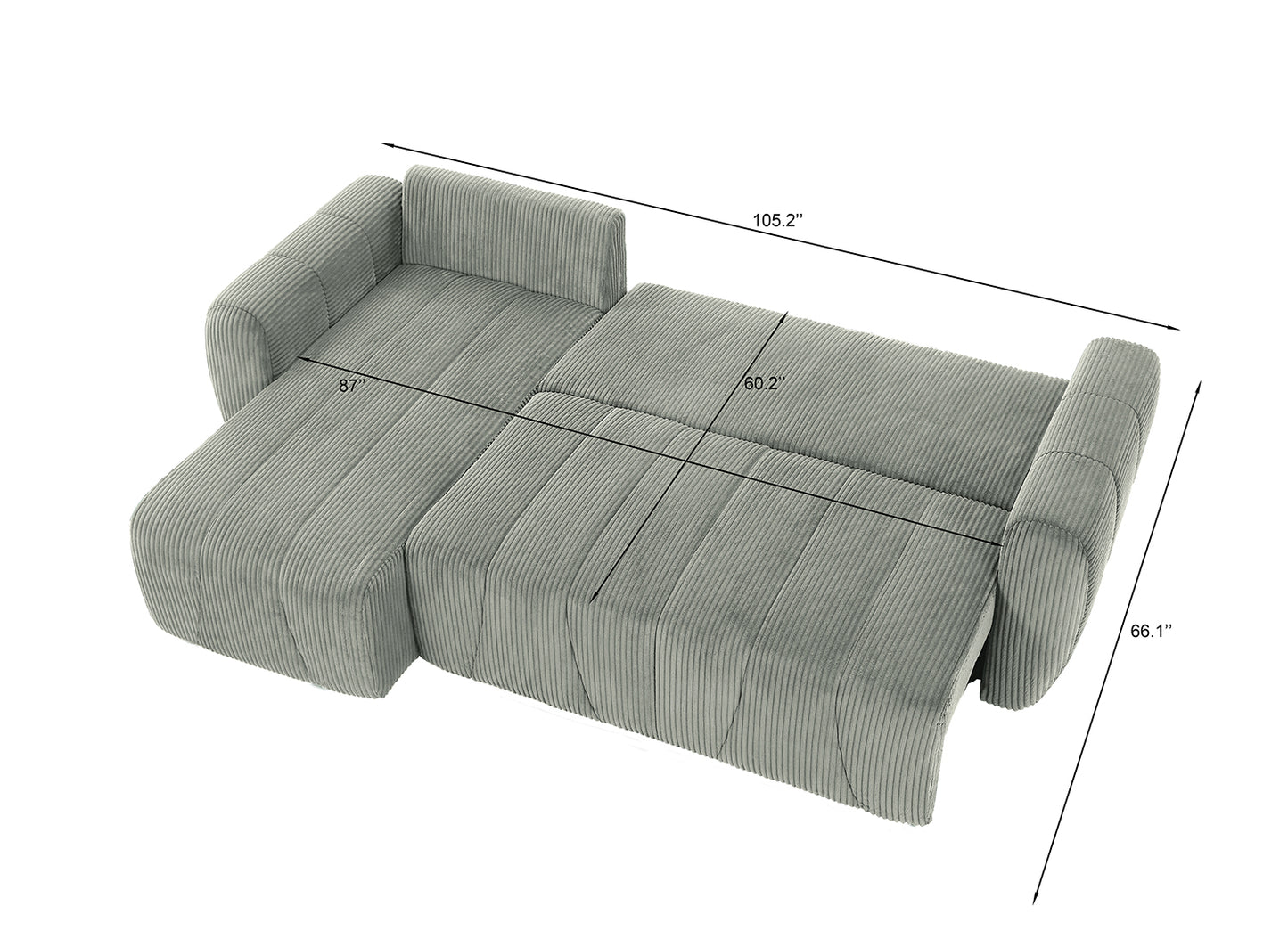 Sectional Sofa Couch, Modern Fabric 3 Seater L-Shaped Couch for Living Room, Apartment