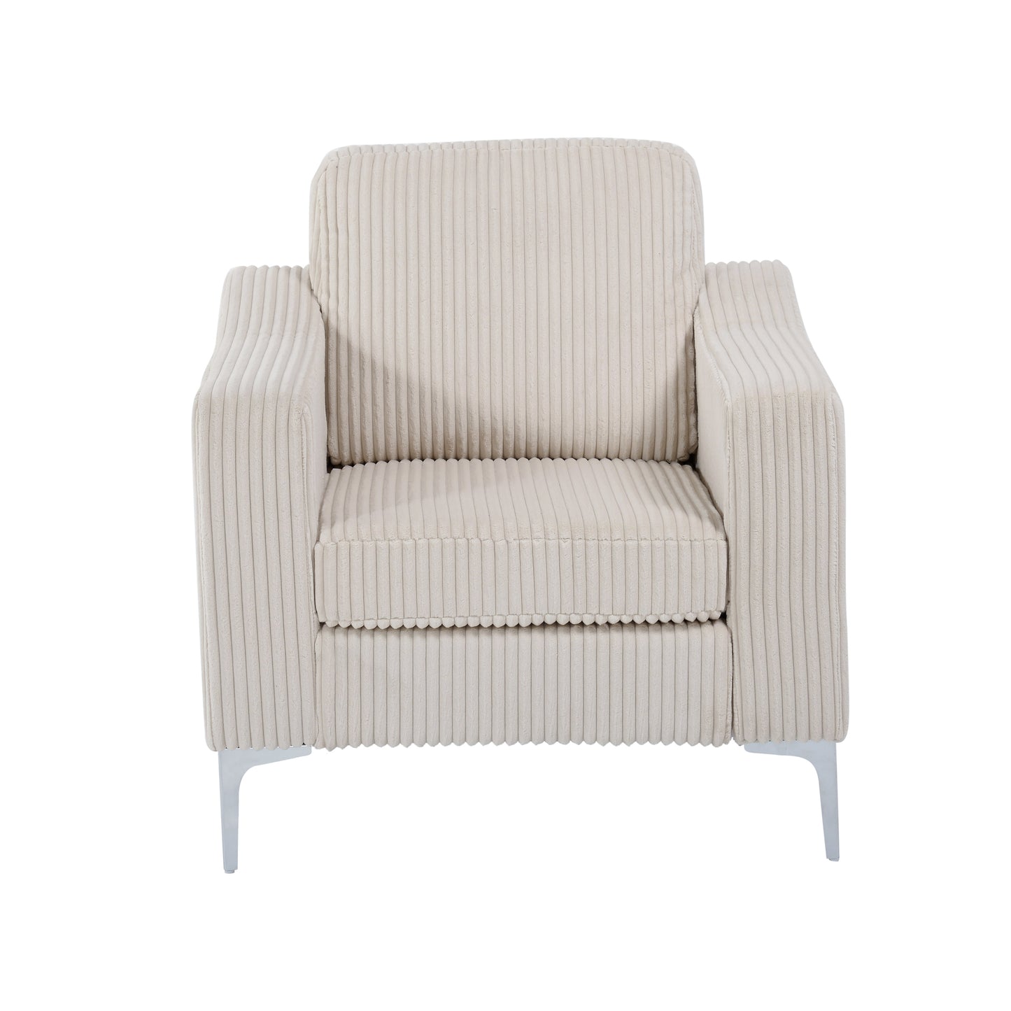 Lounge Sofa with Armrests & Modular Sectional Two-Seater Sofa | Soft Corduroy, Pocket Spring + Sinuous Spring, Easy Assembly – Beige/Gray