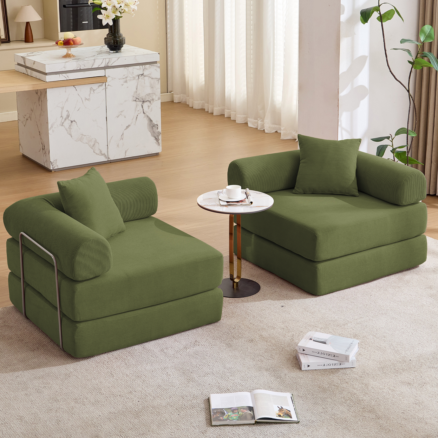 Modular Couch Sofa Bed for Apartment | Convertible Sofa Bed, Fixed-Shape Frame & Removable Armrests – No Assembly, Folding Mattress Couch for Small Spaces