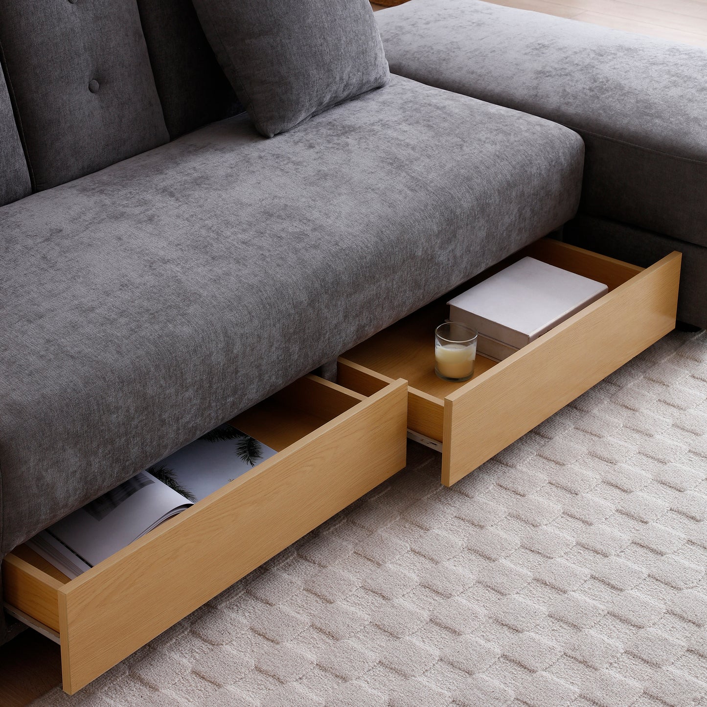 Convertible Sleeper Sofa Couch: Multifunctional, Double Folding with Storage