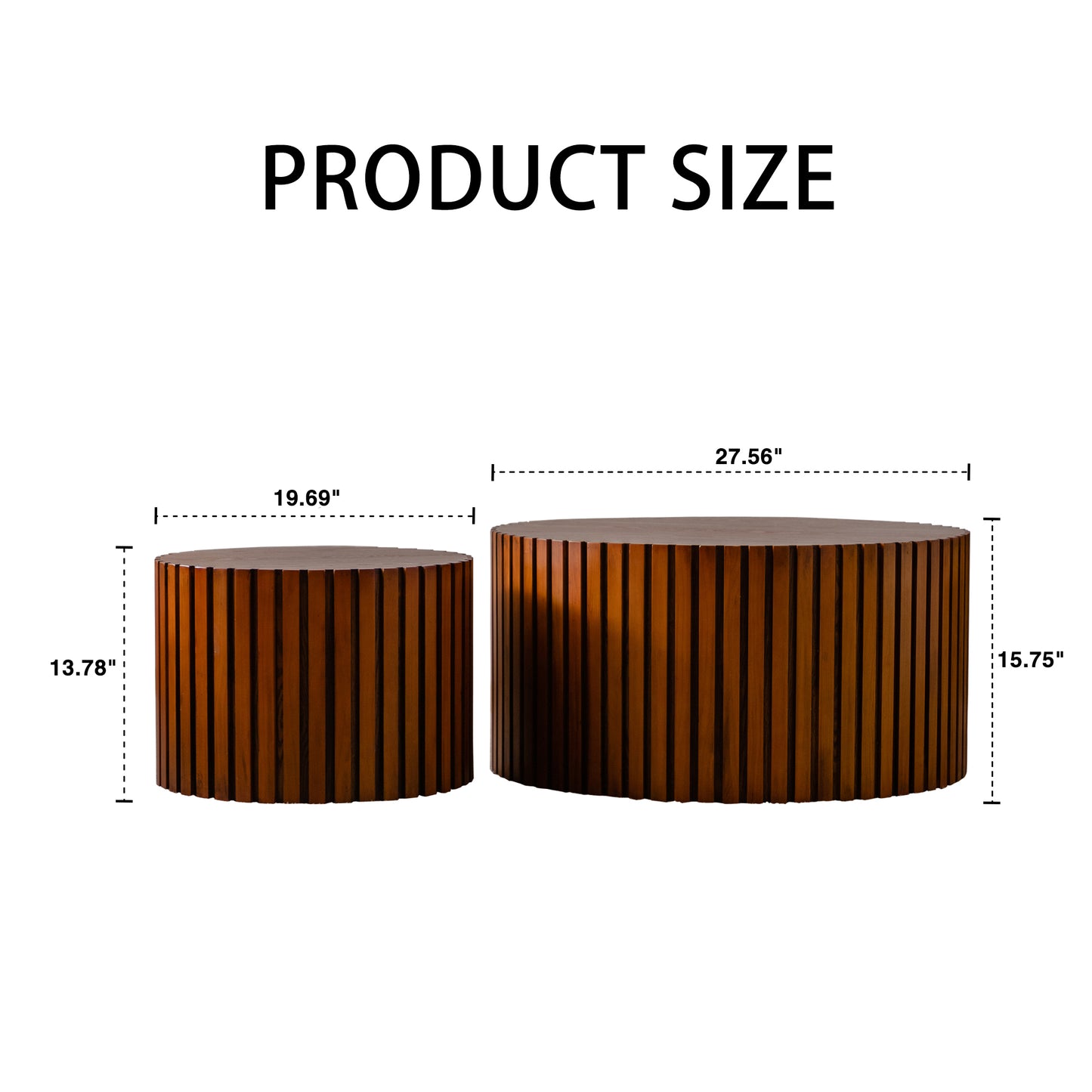 Round Wood Coffee Table for Living Room for Small Space Apartment and No Need Assembly