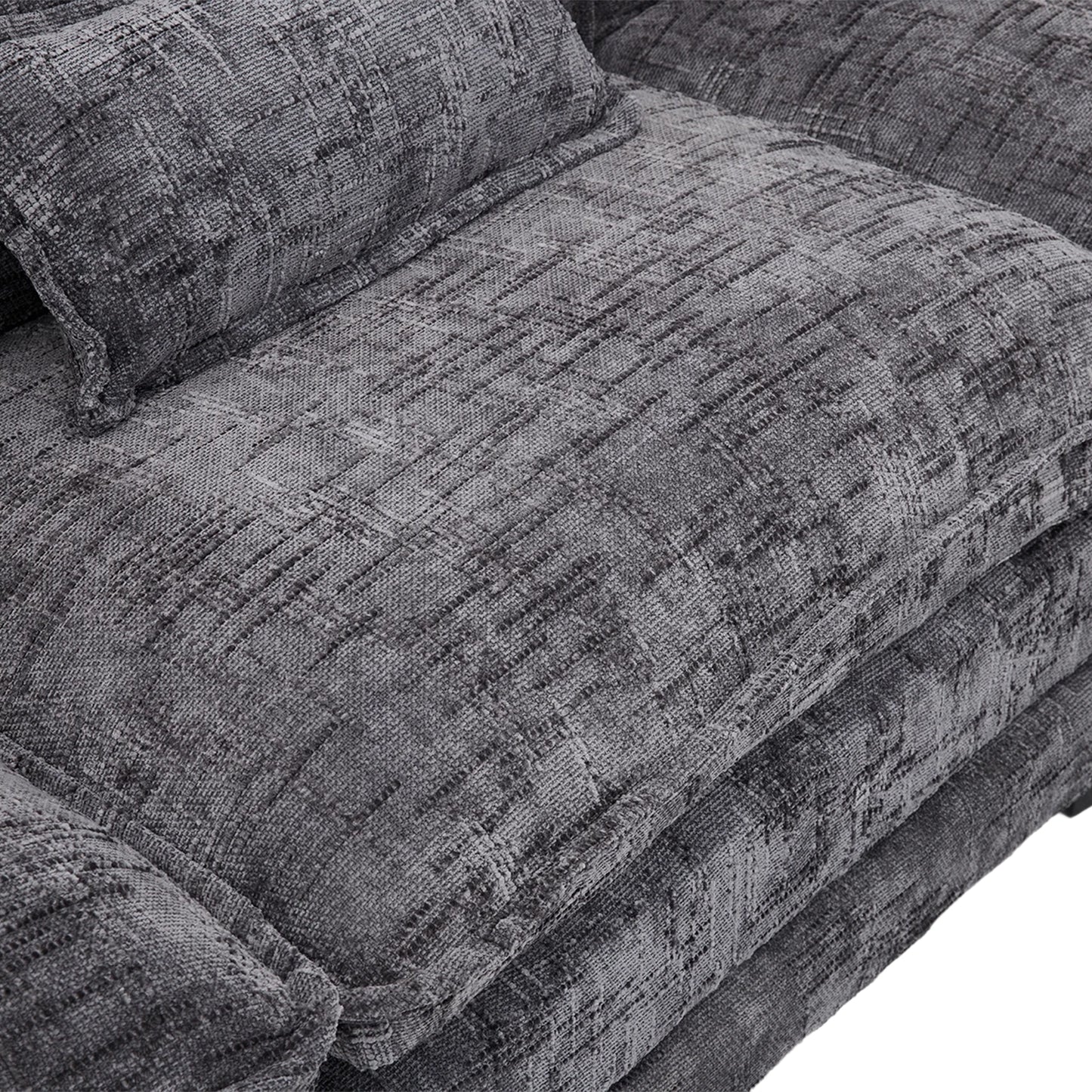 Modern Chenille L Shaped Couch, Comfy Boucle Modular Sofa Sleeper with Movable Storage Ottoman, Phone Holder, USB Charging Port