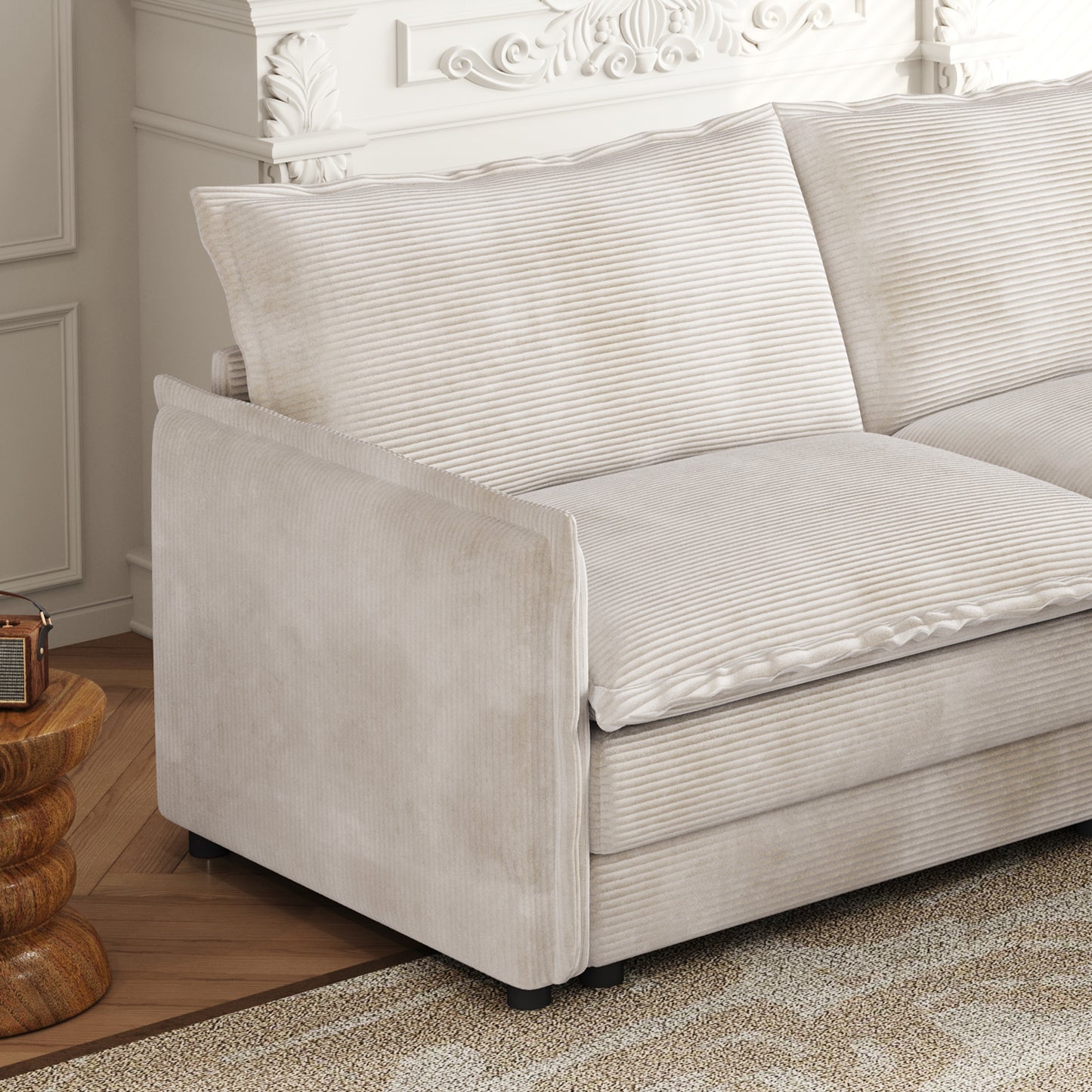 Corduroy fabric comfortable cloud sofa for living room 2 Seat - 4 Seat with ottoman