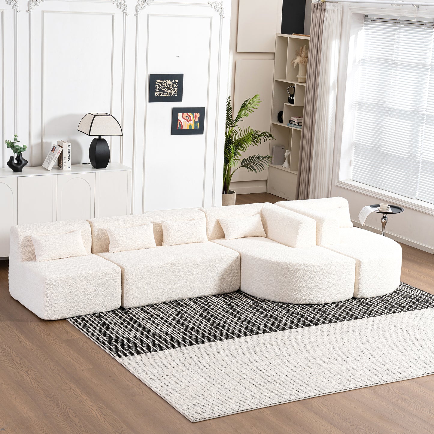 144" Upholstered Sofa: Free - combined with Two Chaise Lounges, Five Back Pillows for Living Room