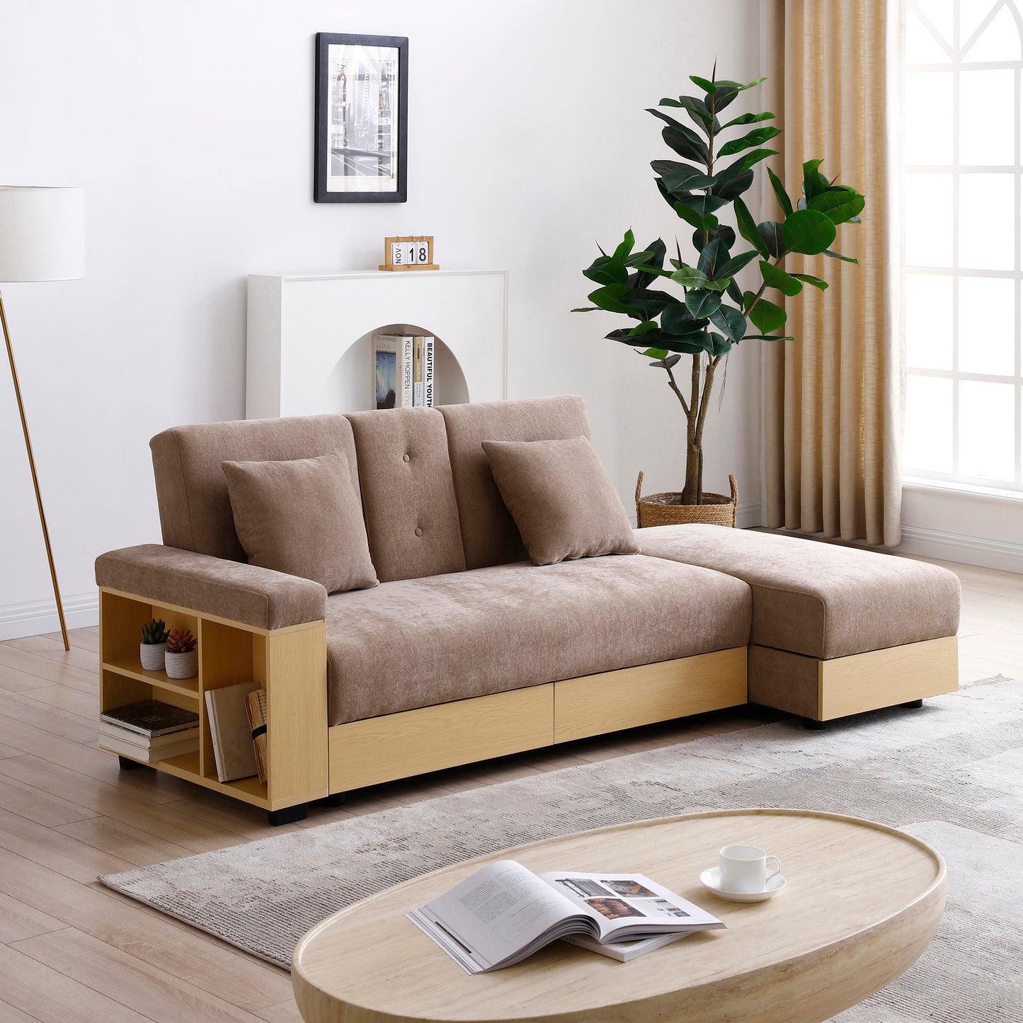 Convertible Sleeper Sofa Couch: Multifunctional, Double Folding with Storage