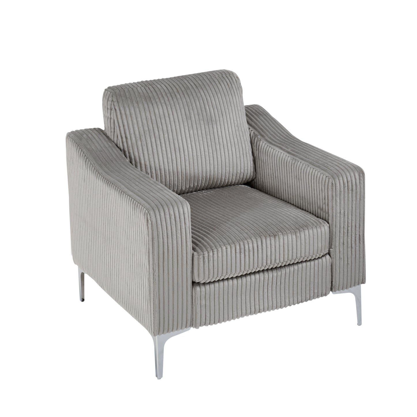 Lounge Sofa with Armrests & Modular Sectional Two-Seater Sofa | Soft Corduroy, Pocket Spring + Sinuous Spring, Easy Assembly – Beige/Gray