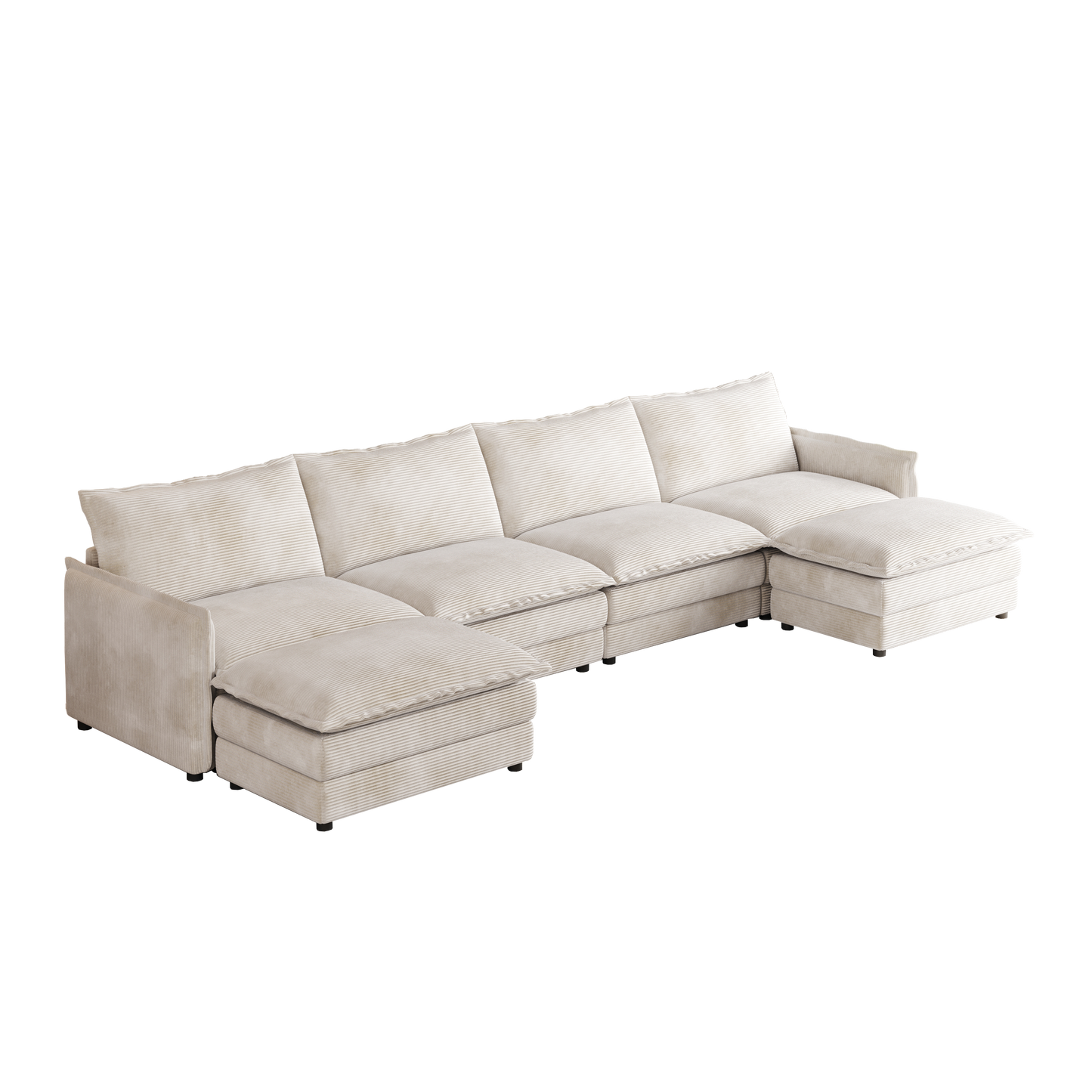 Corduroy fabric comfortable cloud sofa for living room 2 Seat - 4 Seat with ottoman