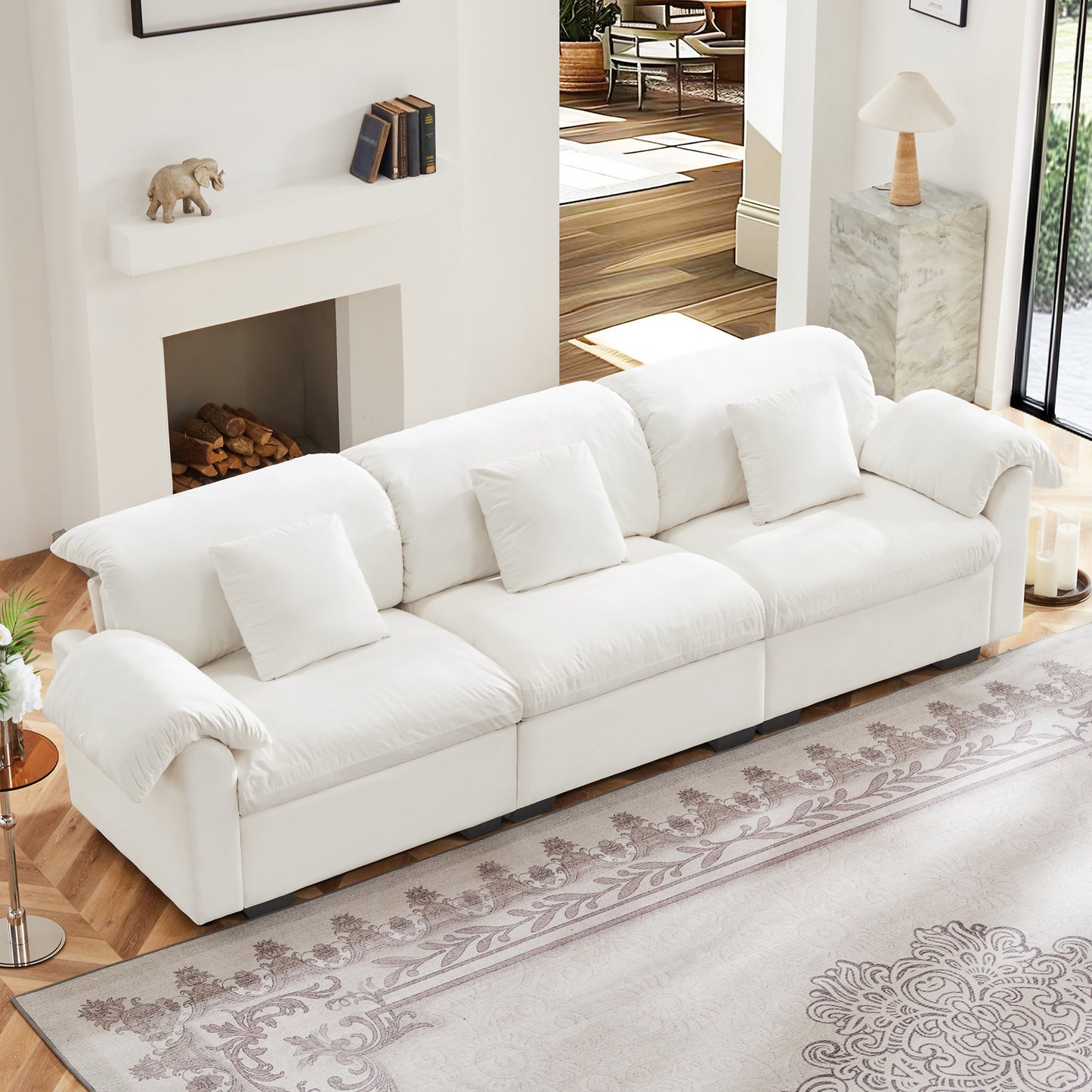 3 - 4 Seater Modular Sofa: U/L - Shape, Storage Ottomans, Velvet 2 Color