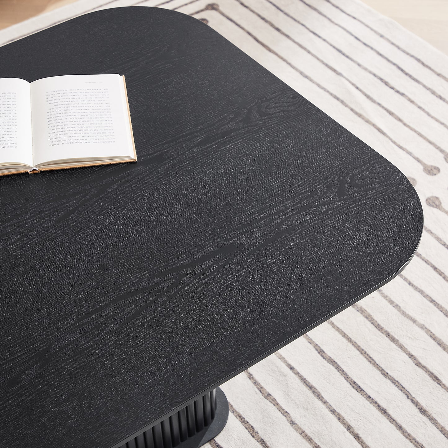 Rectangular Coffee Table MDF Wood Surface and Black Metel Feet