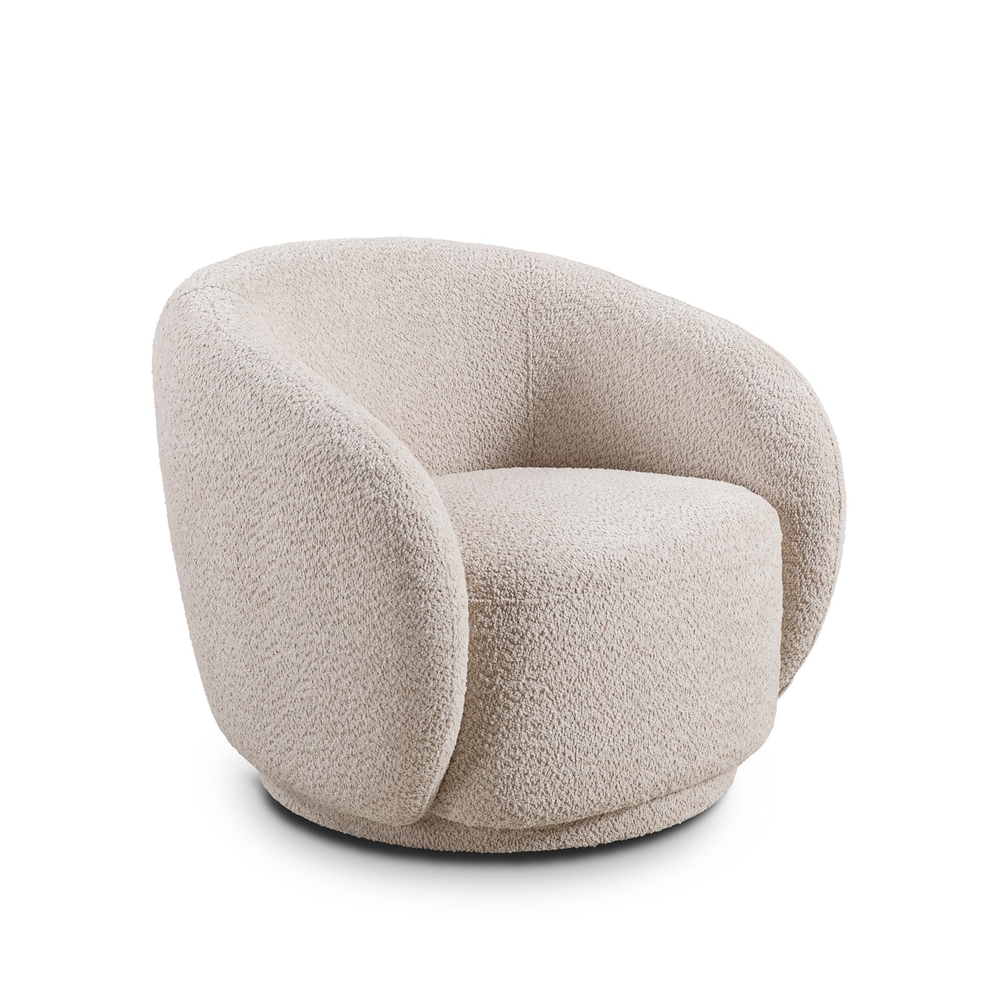 Swivel Accent Chair: Boucle Fabric Upholstered Barrel Chair for Living Room