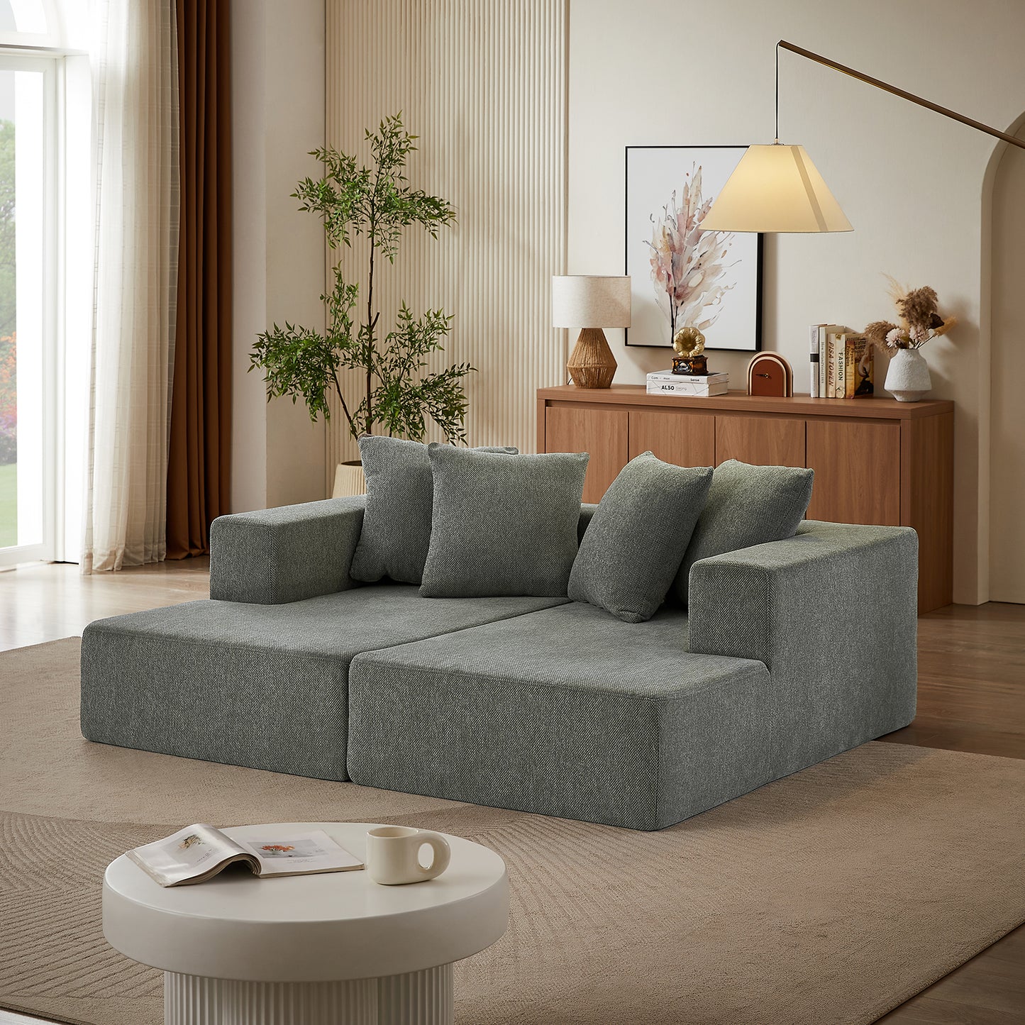 Sectional Sofa– Modern Upholstered Chaise with Plush Seating, Fixed Cushions, and Versatile
