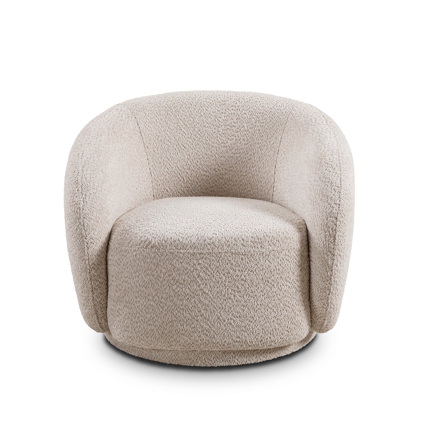 Swivel Accent Chair: Boucle Fabric Upholstered Barrel Chair for Living Room