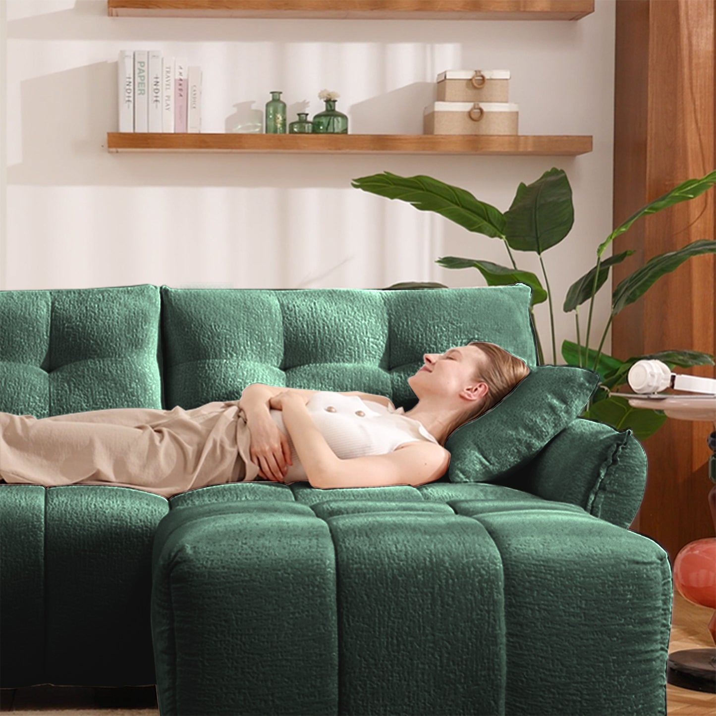 Ergonomic Single Seater-Two-Seater Sofa With High-Resilience Support Cushions And Throw Pillows