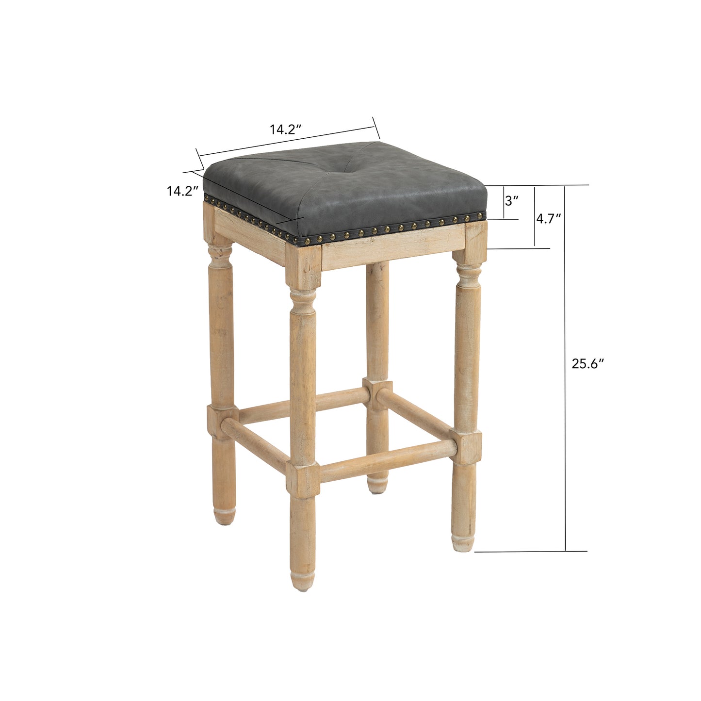 Tufted stools Wooden counter stools set of 2