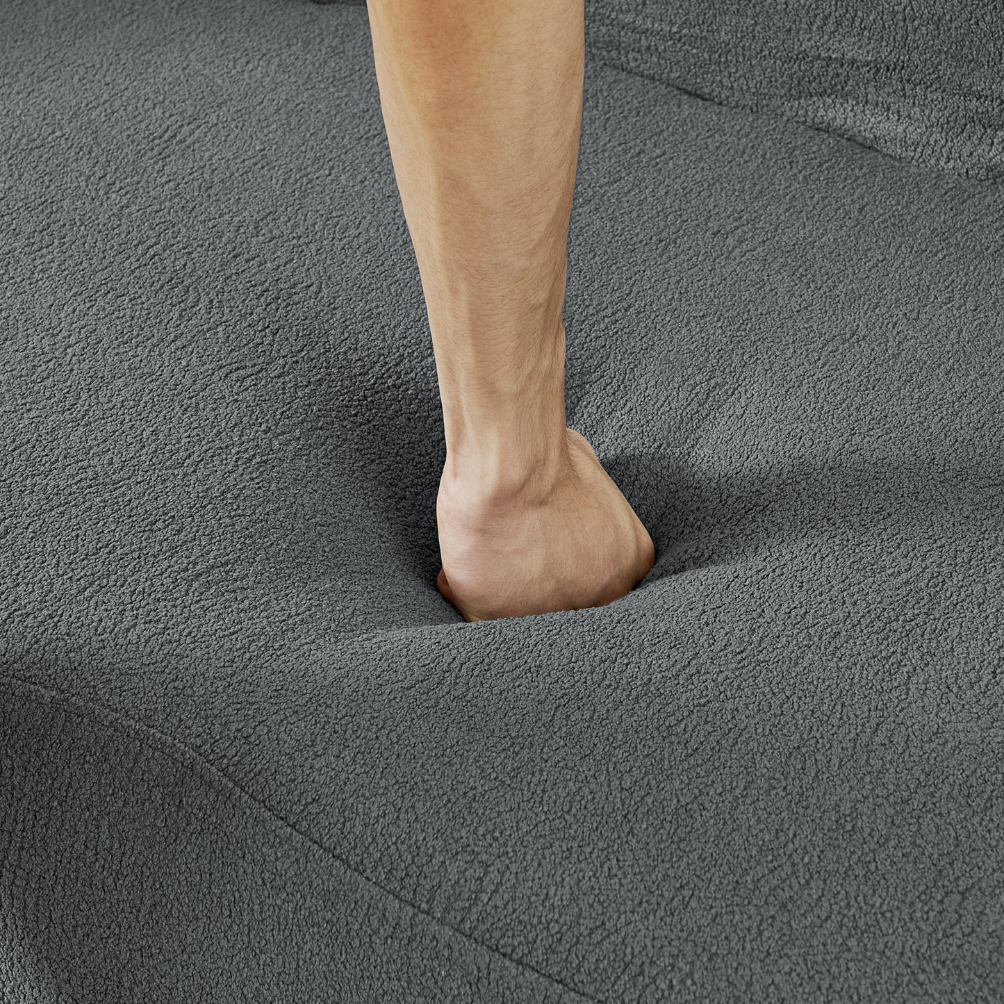 Curved Modular Sectional Sofa in Lamb's Wool Fabric, Modern Minimalist Style, Compressed (No Assembly Required)