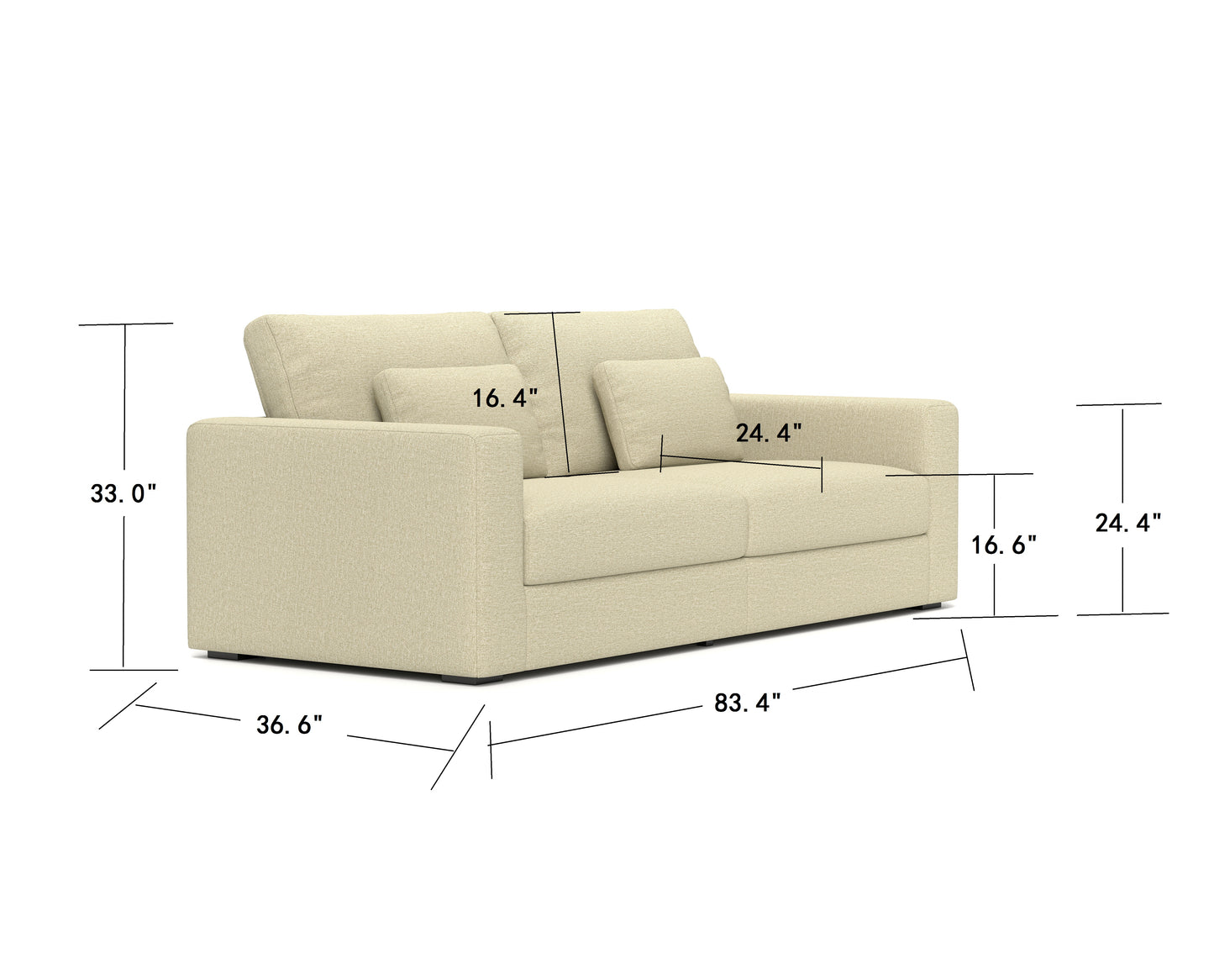 Modern 3 - Seater Living Room Sofa: Double Cushioning, Detachable Cover for Easy Maintenance