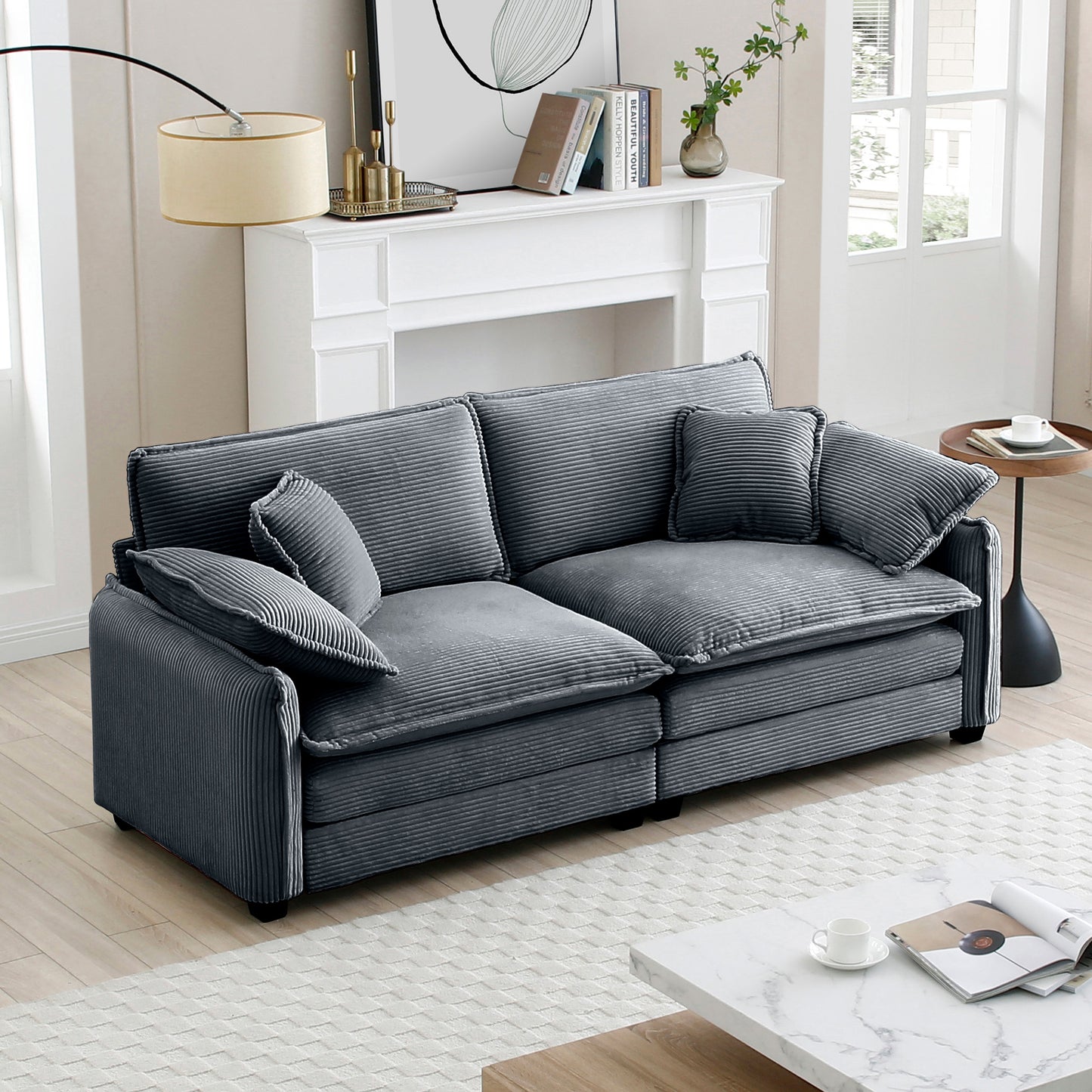 Comfortable Single Deep Seat Sofa And 2 Seats Sofa With Pillow