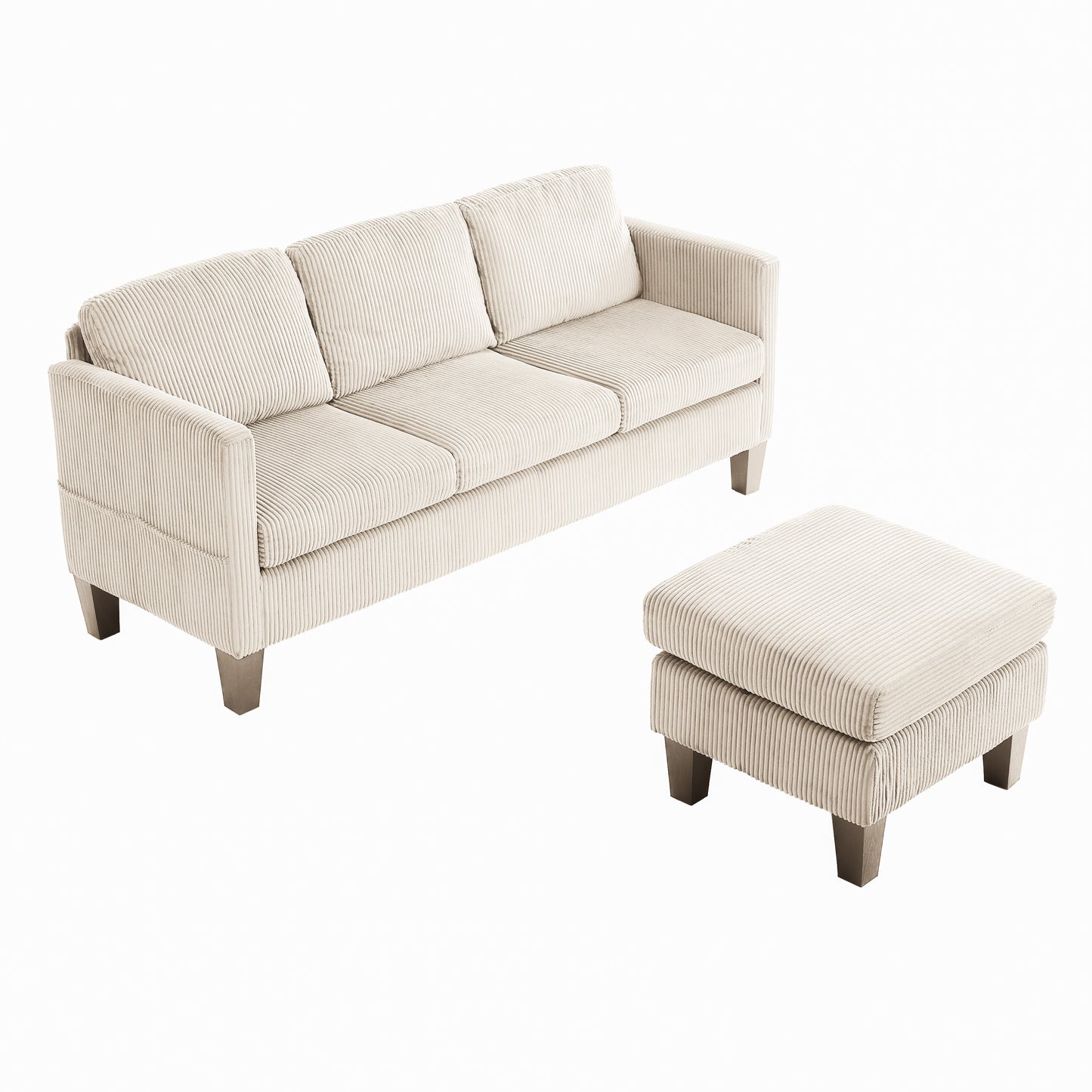 Padded Corduroy L-Shaped Sofa for Living Rooms, Apartment