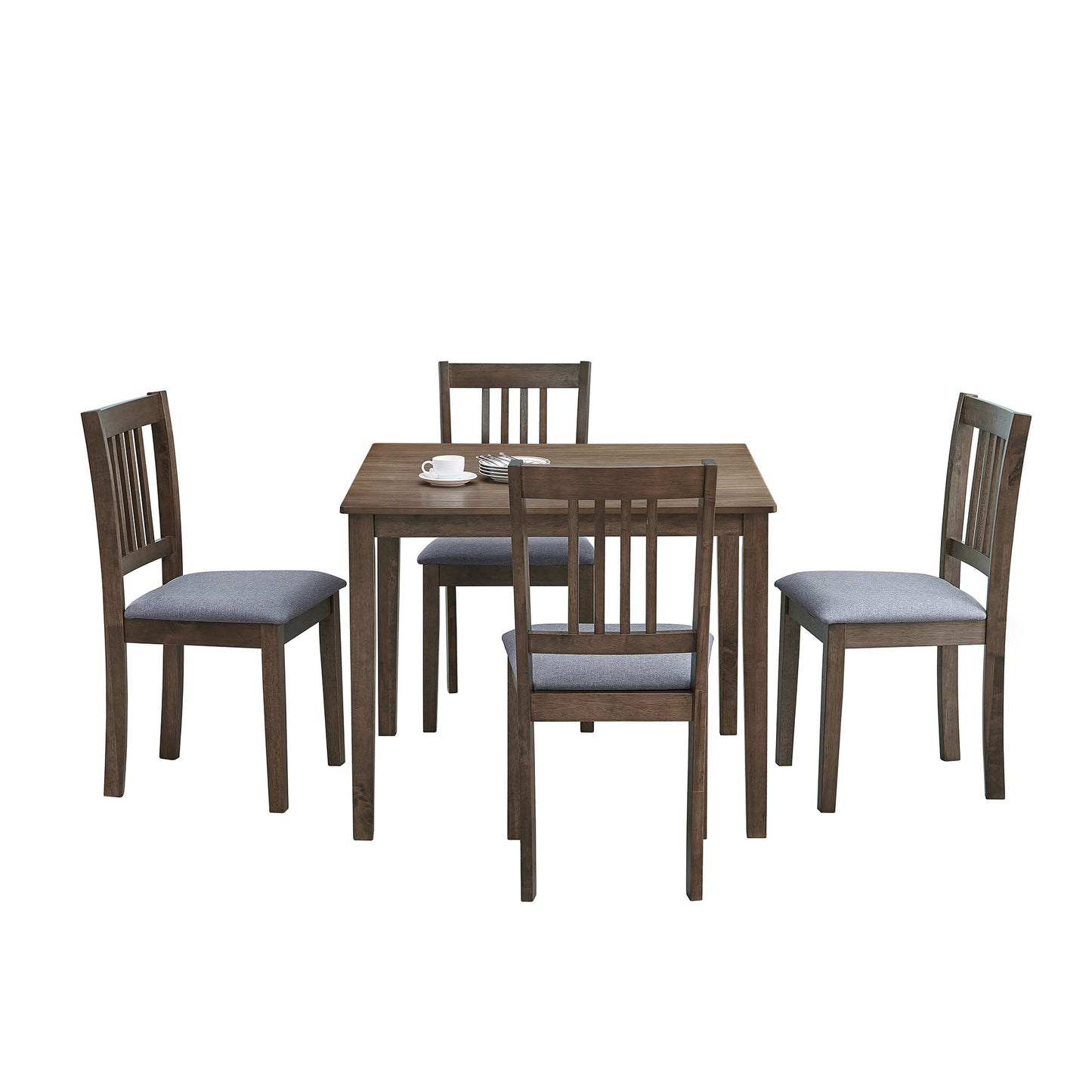 Square Wooden Kitchen Table Set: Mid - Century Design, Upholstered Dining Chairs