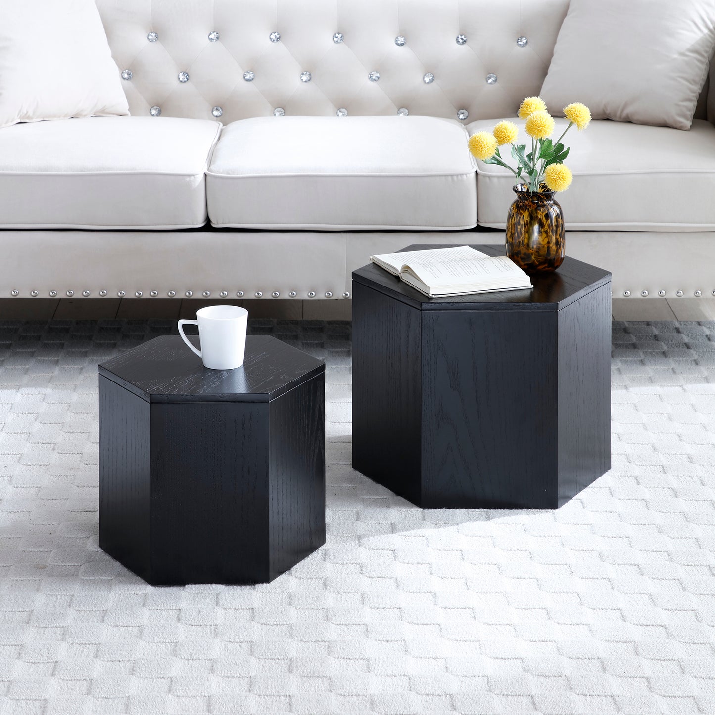 Nesting Tables Set - MDF, 2 Colors, Office & Bedroom