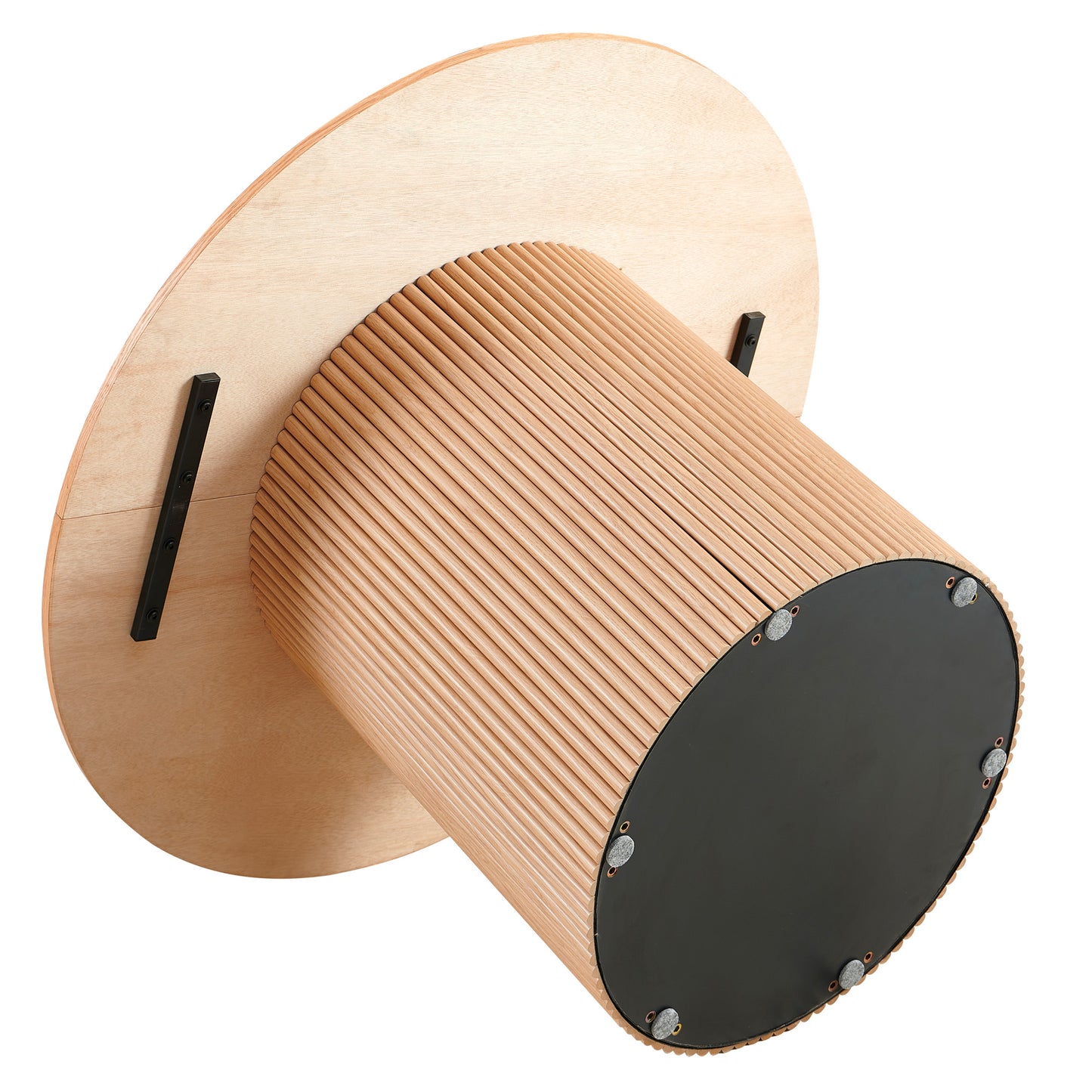 Round Dining Tables with Wood Strip Base Wood Veneer Tabletop 4 Colors