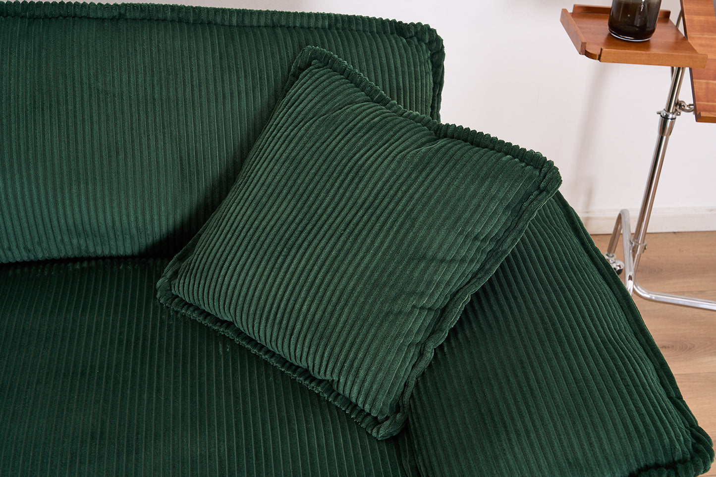 Corduroy 2-seats sofa With 2 back pillows,2 toss pillows and two ottoman,Comfy Sofa- Deep Seat Couch