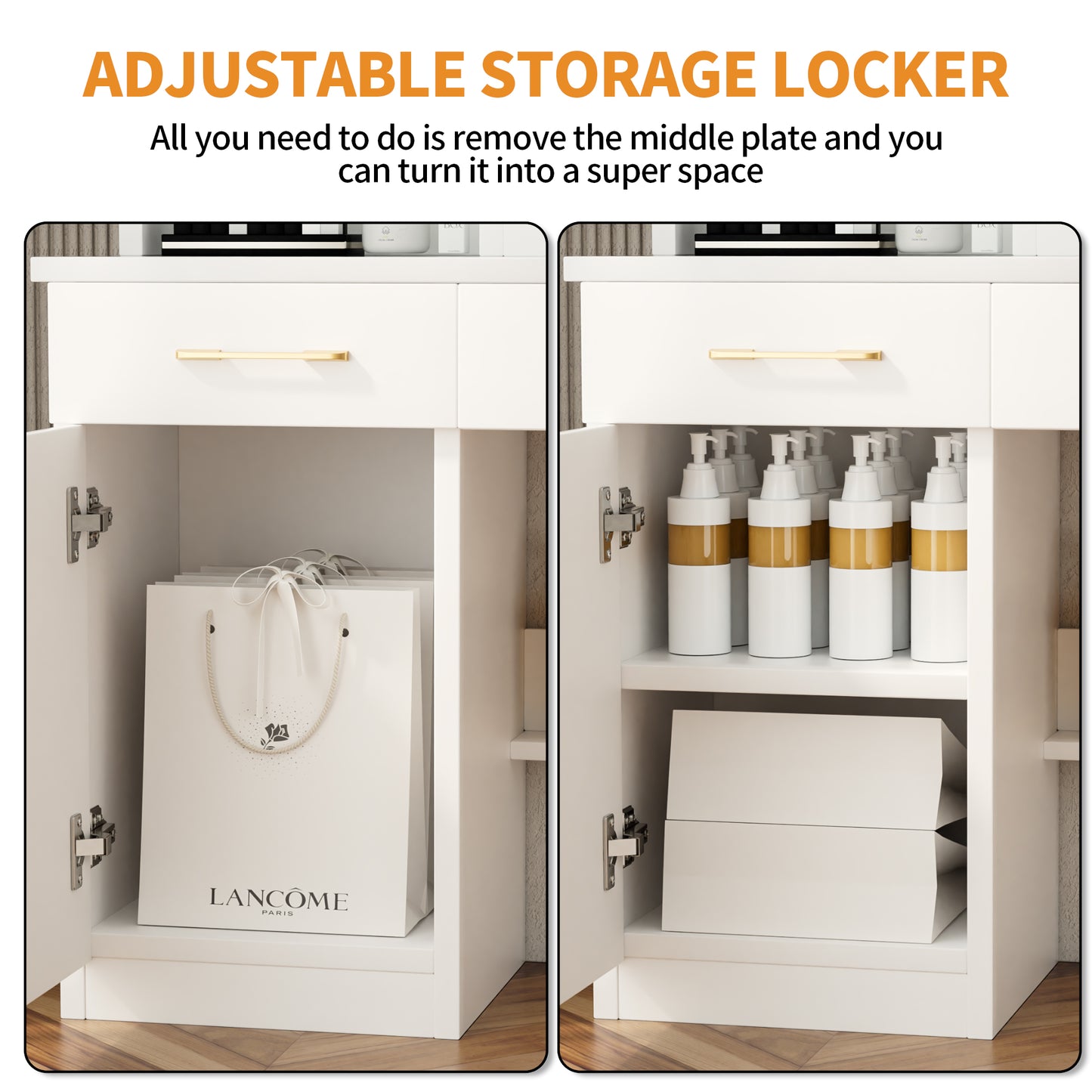 32'' Wide Makeup Vanity Desk: Lighted Mirror, Power Outlet, Ample Storage & Cushioned Stool for Bedroom & Studio