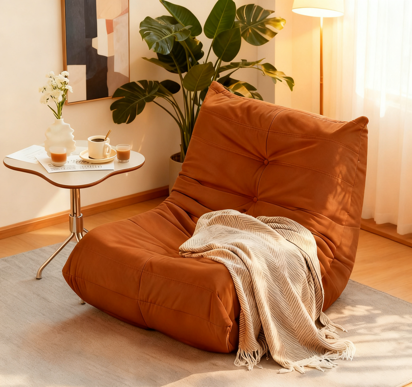 Accent Chair Button-Tufted Microfiber Comfy Chair