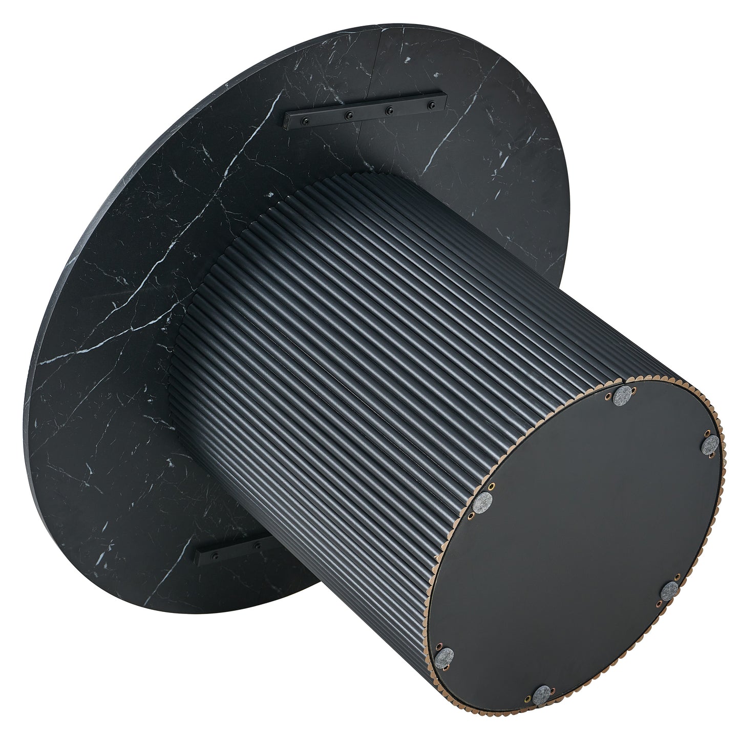 Round Dining Tables with Wood Strip Base Wood Veneer Tabletop 4 Colors