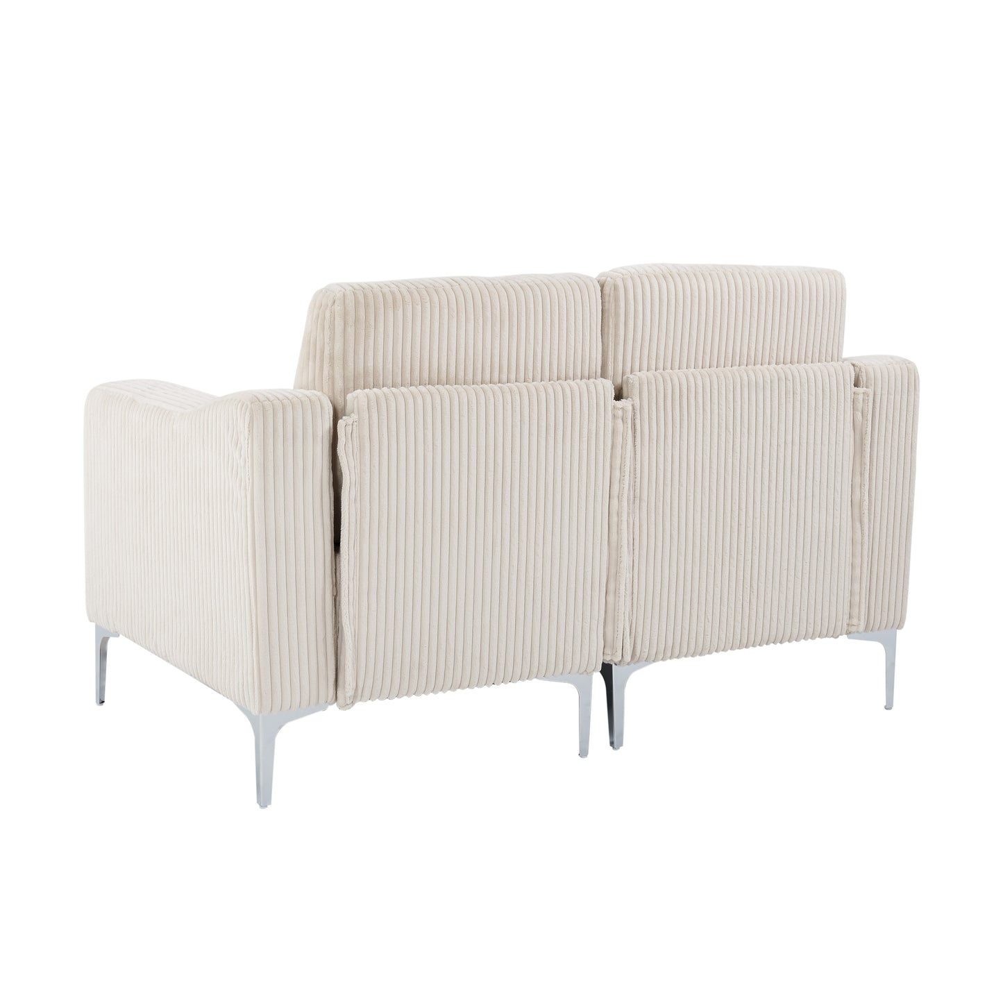Lounge Sofa with Armrests & Modular Sectional Two-Seater Sofa | Soft Corduroy, Pocket Spring + Sinuous Spring, Easy Assembly – Beige/Gray