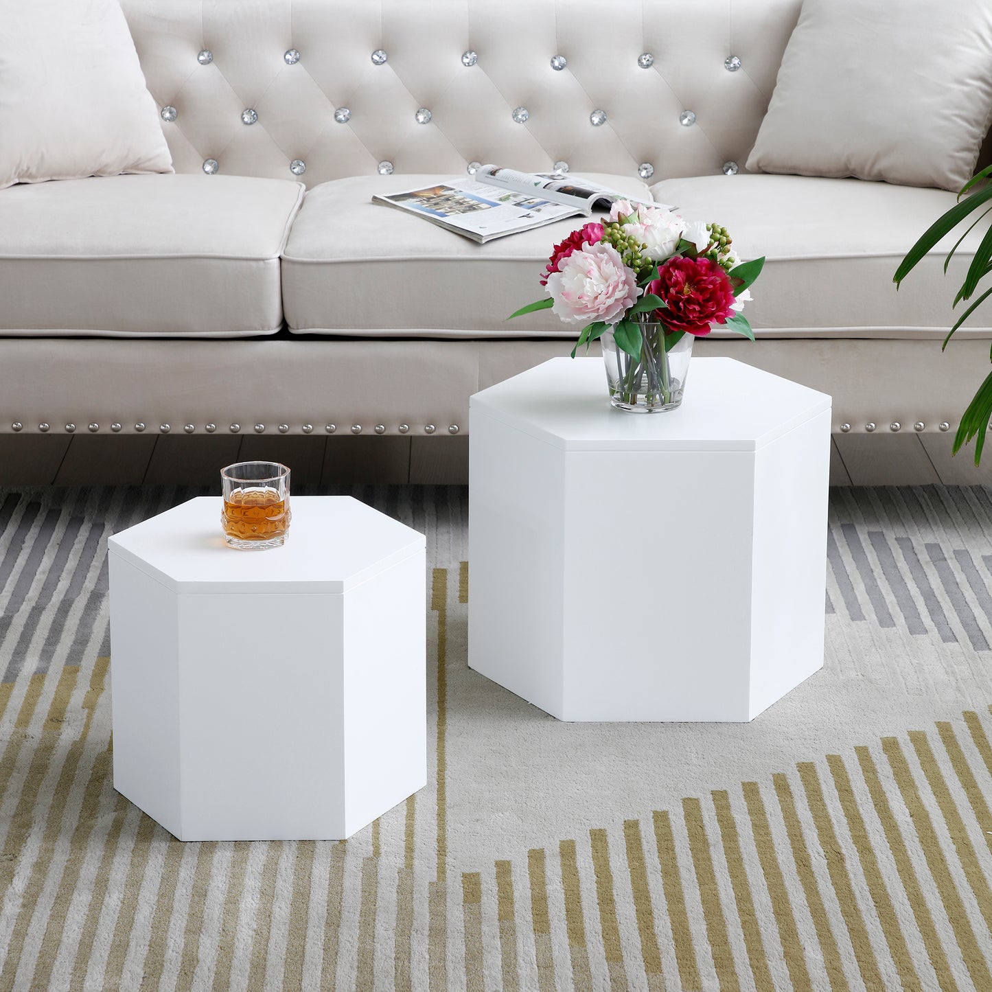 Nesting Tables Set - MDF, 2 Colors, Office & Bedroom