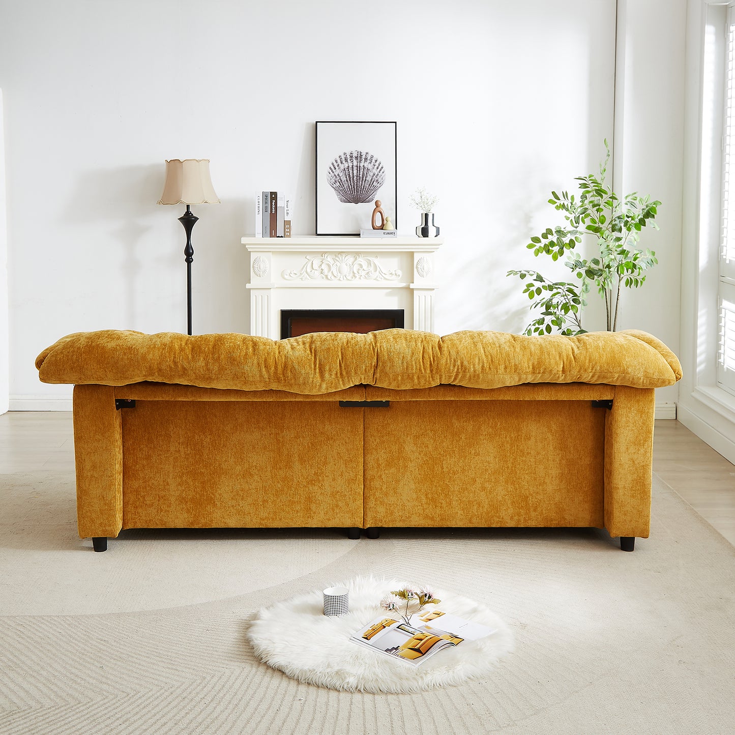 Chenille Modern Comfort Deep Seat Sofa, Upholstered Fluffy Cloud Sofa