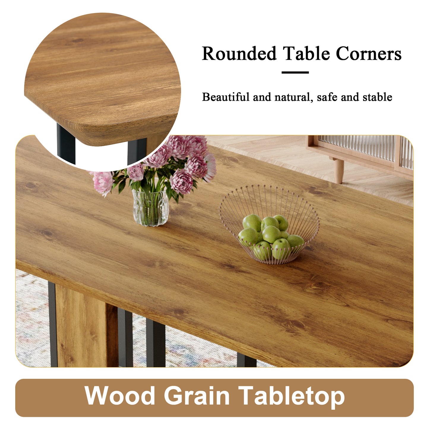 White Rectangular With a Patterned Dining Table. MDF Table and Stainless Steel Frame