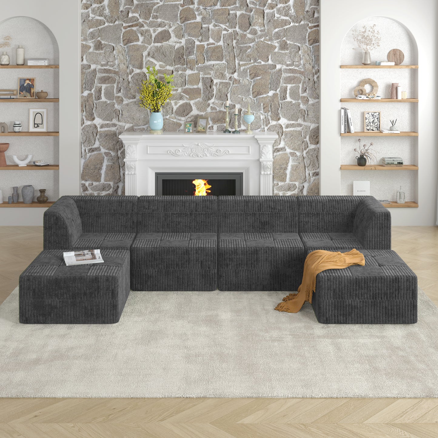 L Shape And U Shape DIY Compressed Modular Sectional Sofa