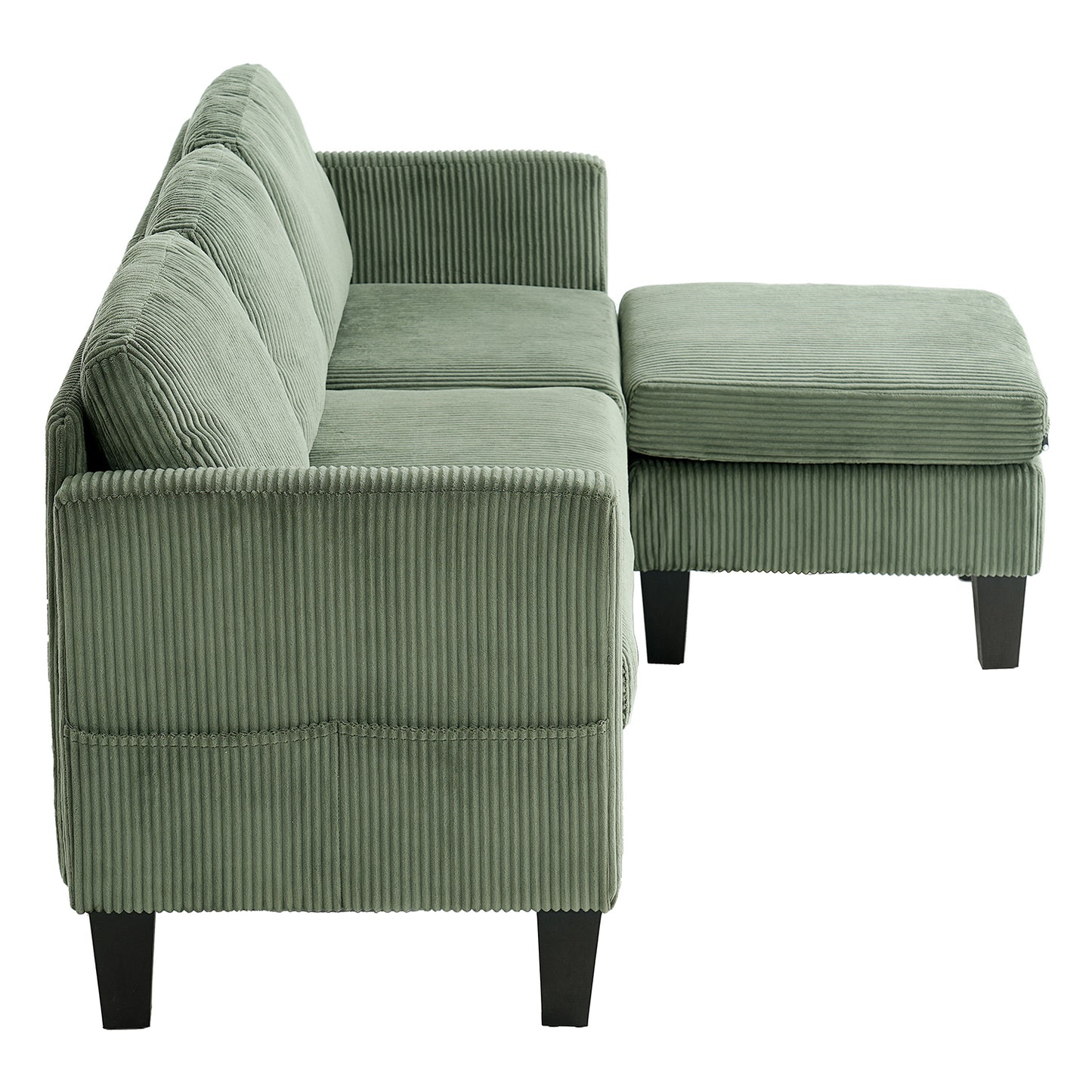 Padded Corduroy L-Shaped Sofa for Living Rooms, Apartment