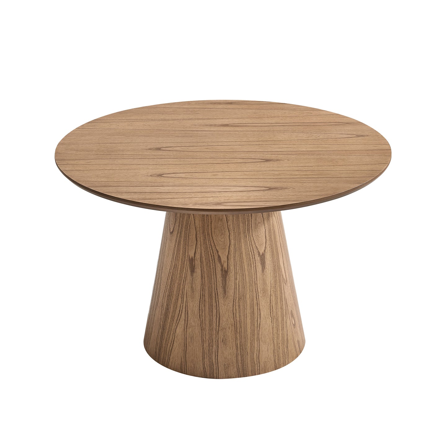 Modern Round MDF Wooden Dining Table and Boucle Upholstered Chair Ensemble