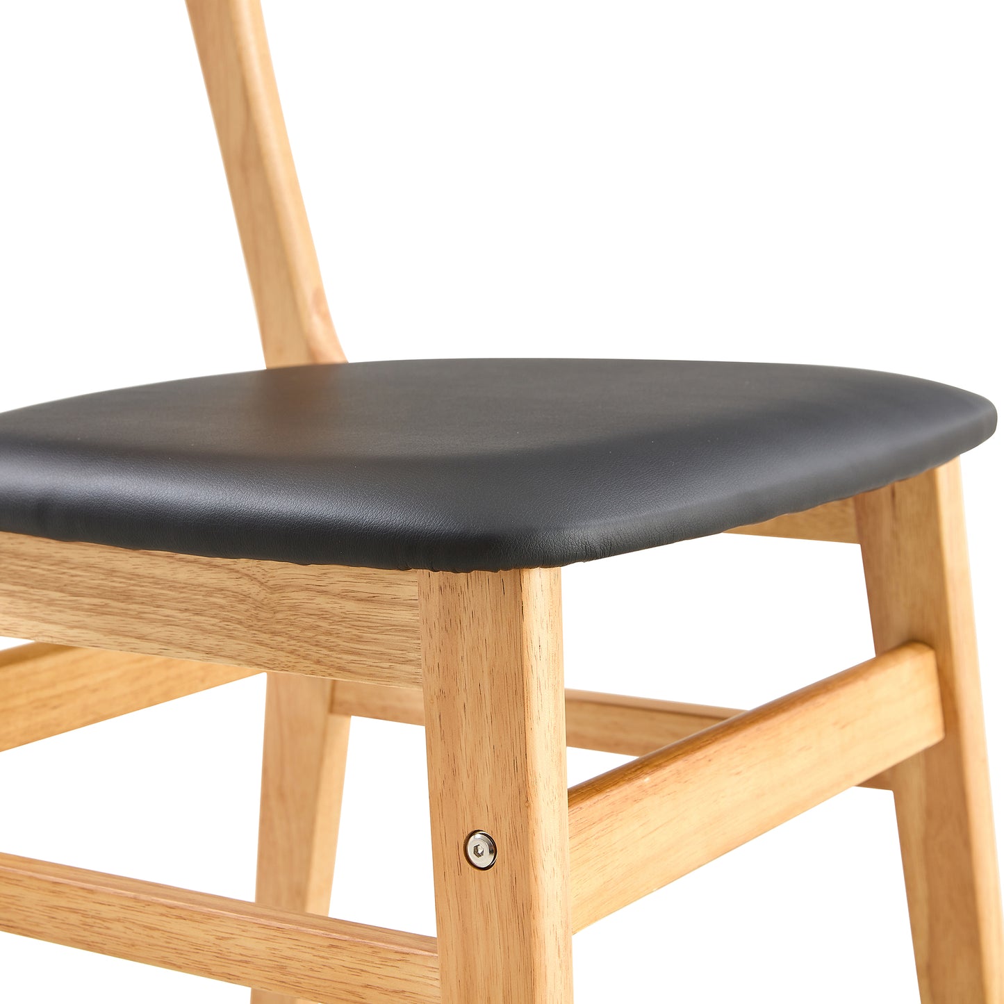 Ergonomic Solid Wood Chair: Small Curved Back, PU - Cushioned Comfort
