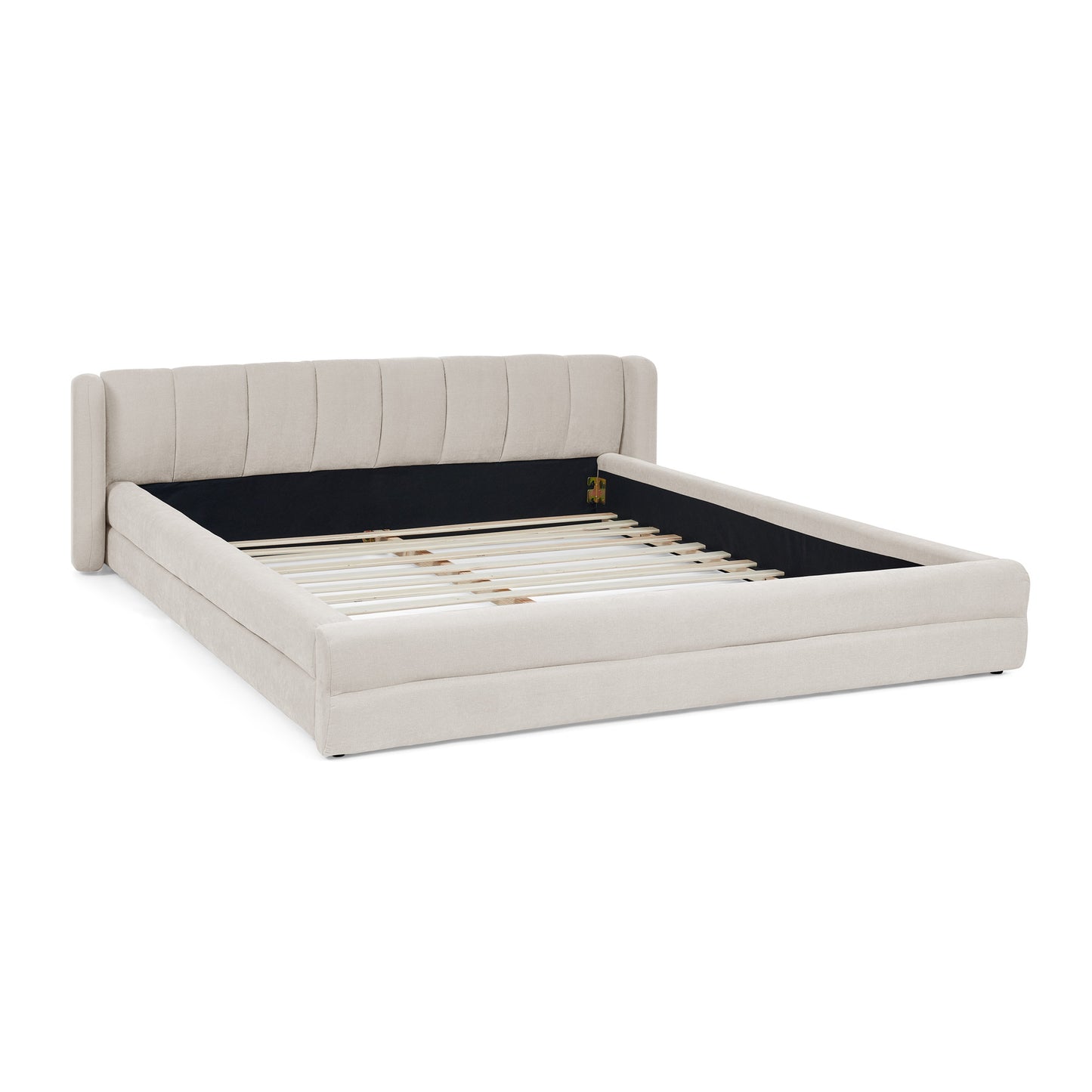 Queen Size Upholstered Bed Frame: Thick Chenille Fabric, Headboard & Solid Frame 3 Color