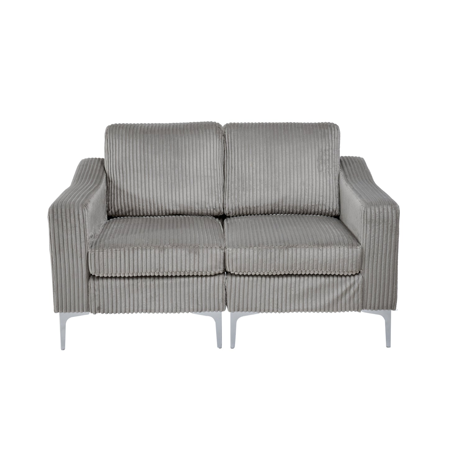 Lounge Sofa with Armrests & Modular Sectional Two-Seater Sofa | Soft Corduroy, Pocket Spring + Sinuous Spring, Easy Assembly – Beige/Gray