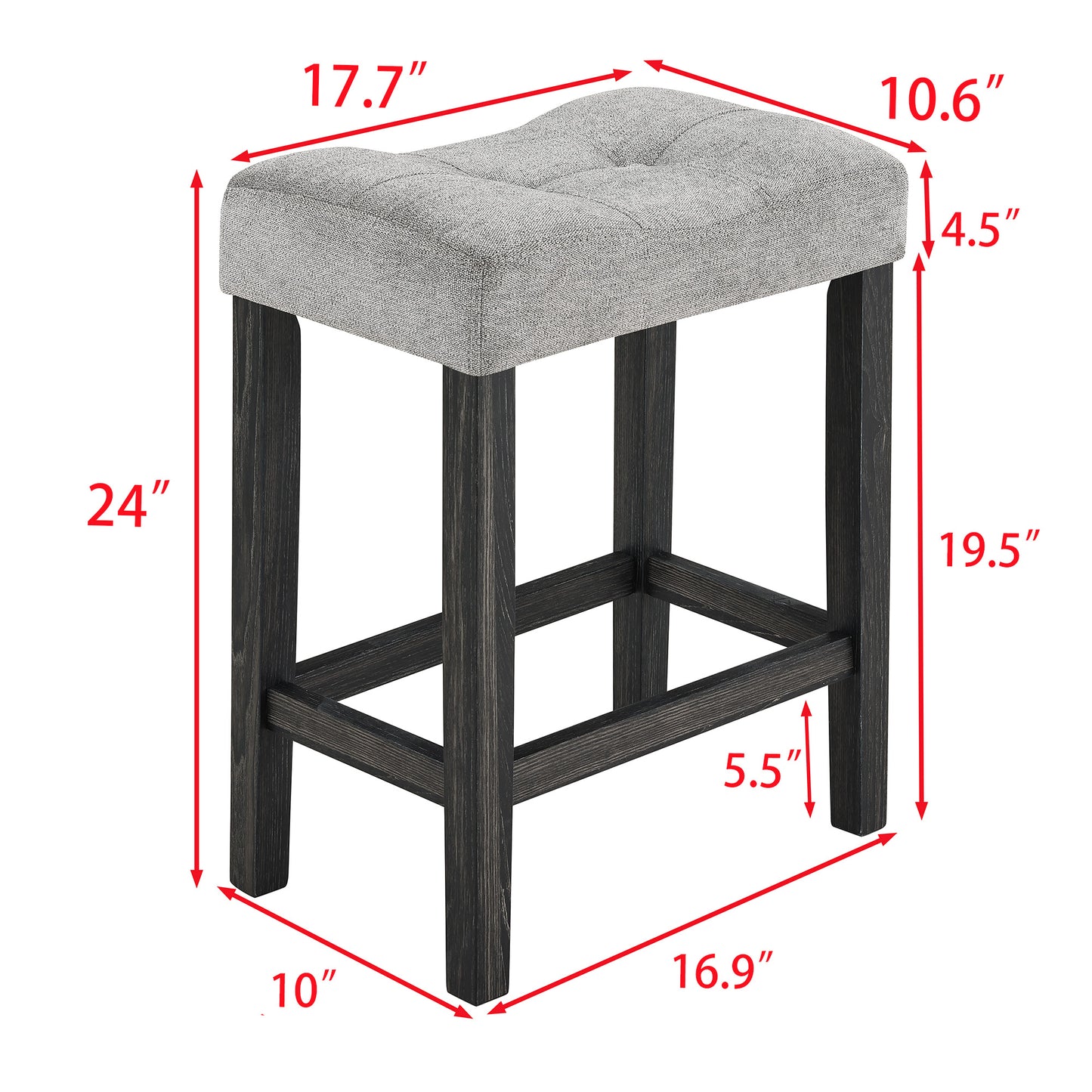 5-Piece Dining Table Set | Industrial Square Table + 4 Bar Stools – Black/Gray/Brown, Space-Saving, Easy Assembly