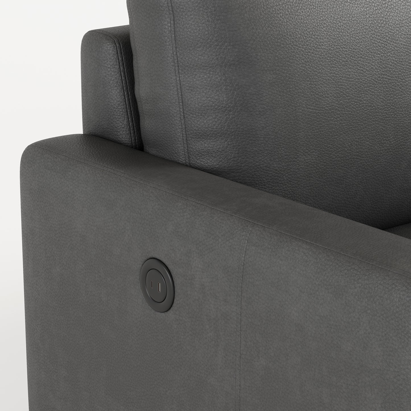 77 - inch Gray Luxury Genuine Leather - Match Sofa: USB & Type - C Charger, 3 - Seater for Living & Office