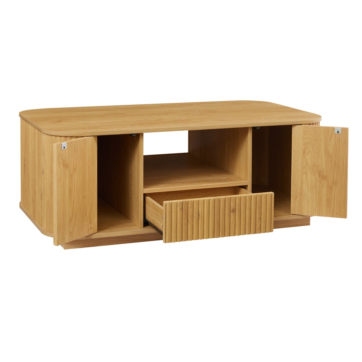 Modern Luxury Oval Coffee Table with Drawers & Storage – Curved Contour Design, Living Room Center Table