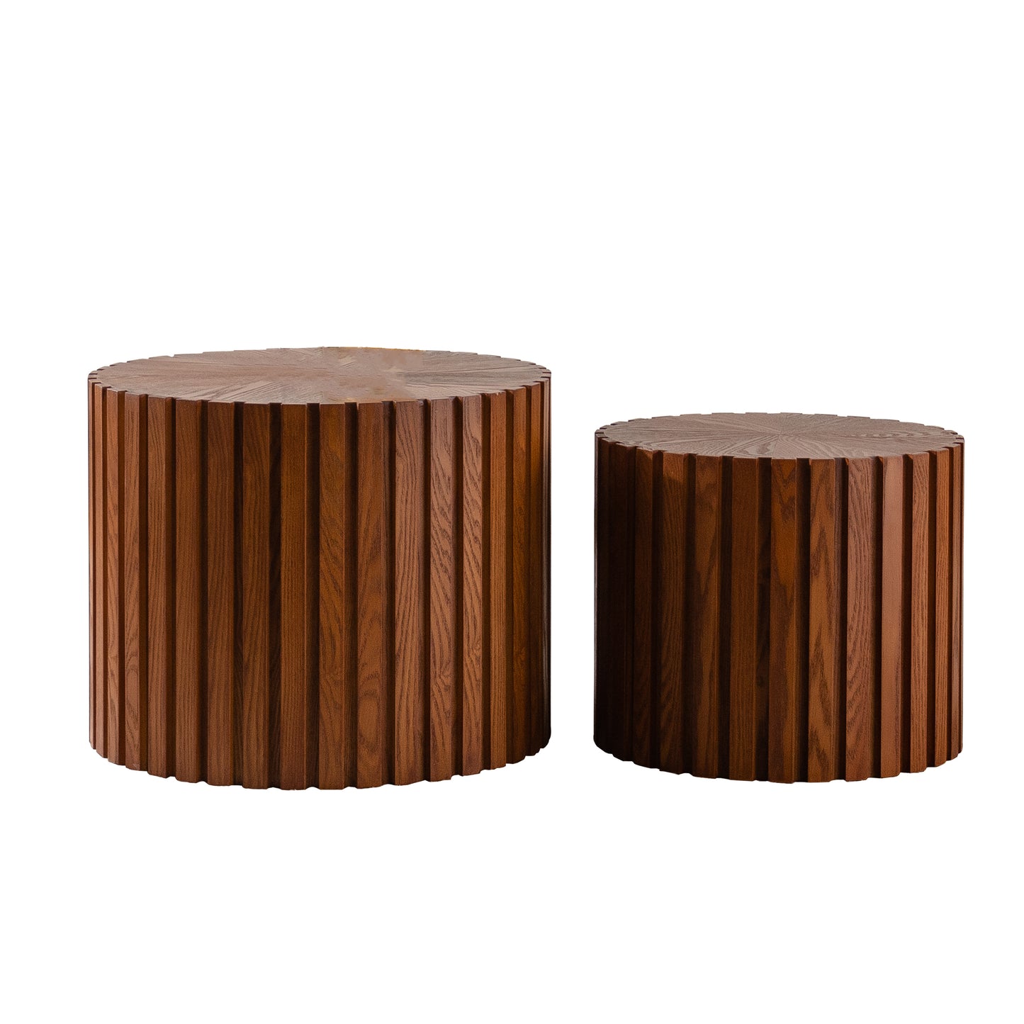 Round Wood Coffee Table for Living Room for Small Space Apartment and No Need Assembly