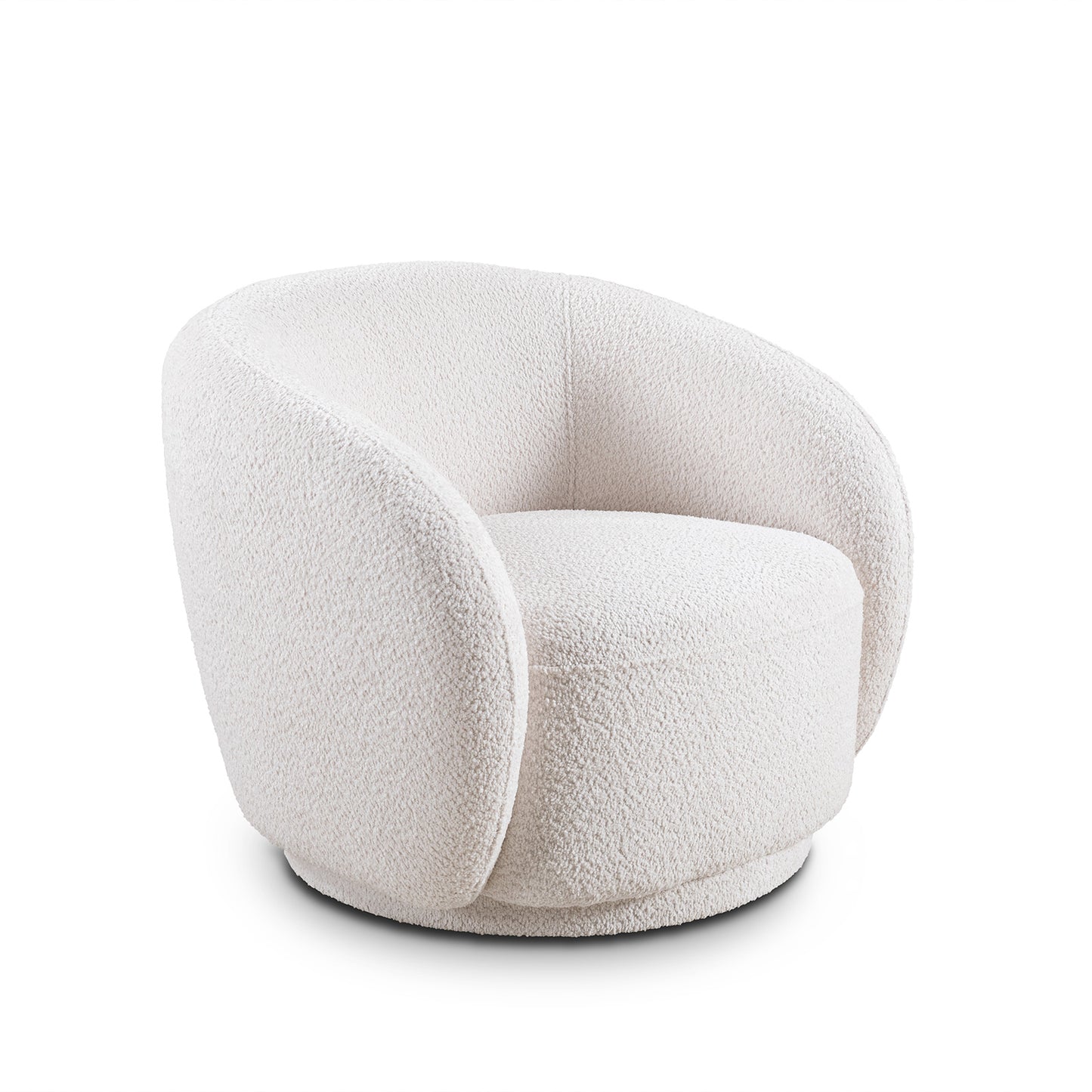 Swivel Accent Chair: Boucle Fabric Upholstered Barrel Chair for Living Room